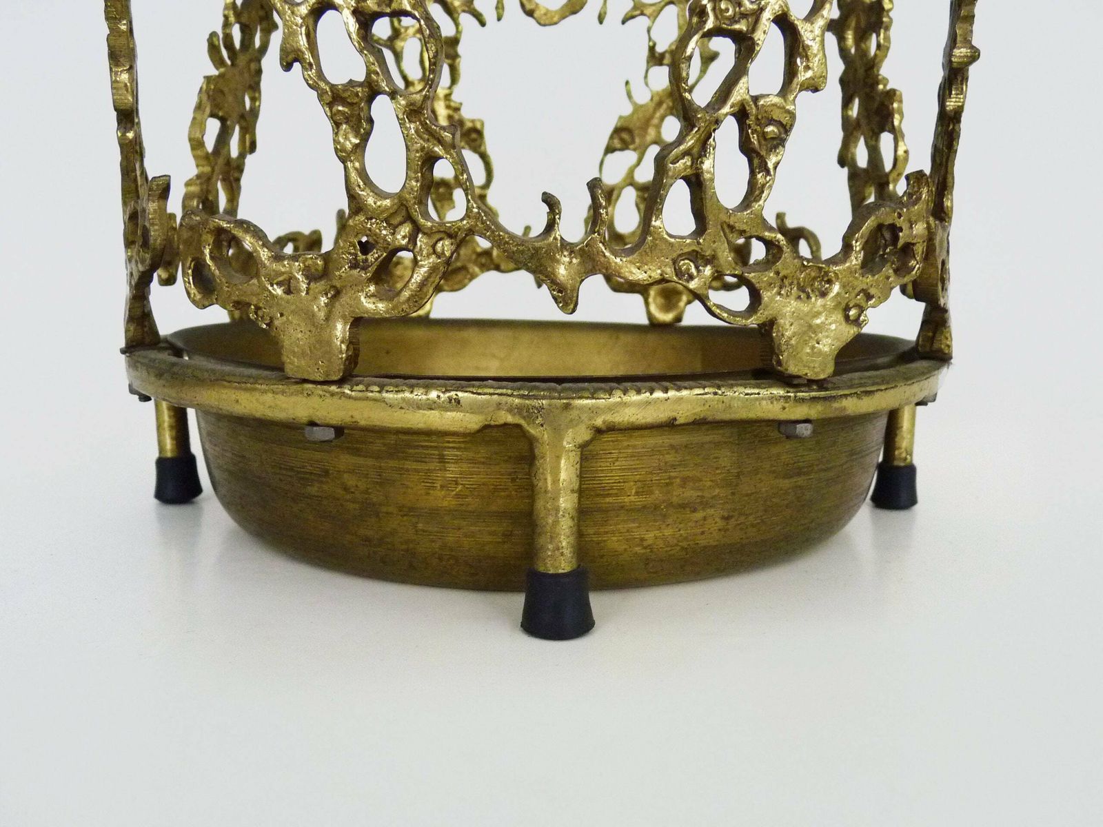 Umbrella Stand, Openwork Brass Cane Holder 37.5x23 Cm   14.76x9.05 "70s 80s photo vinterior
