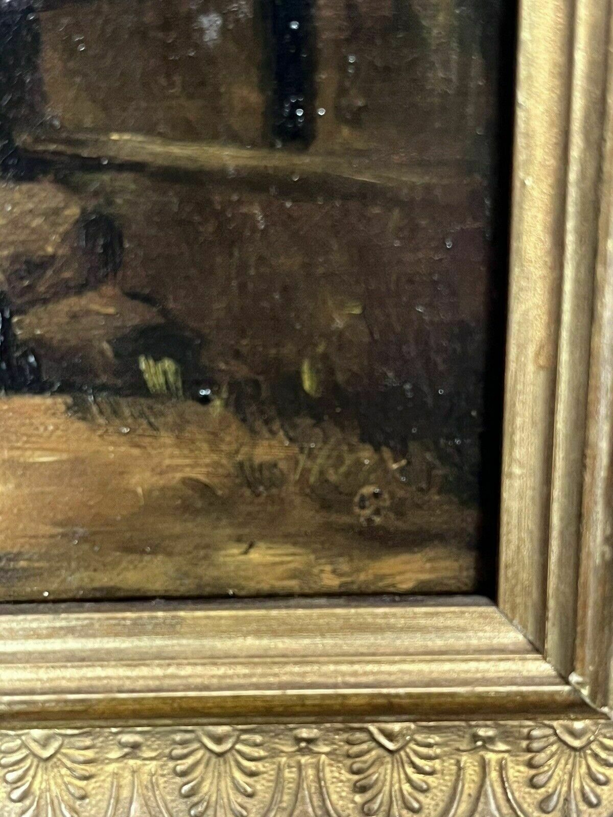 Antique Oil Painting . Oil On Canvas In Gold Gilt Frame. photo 383.0