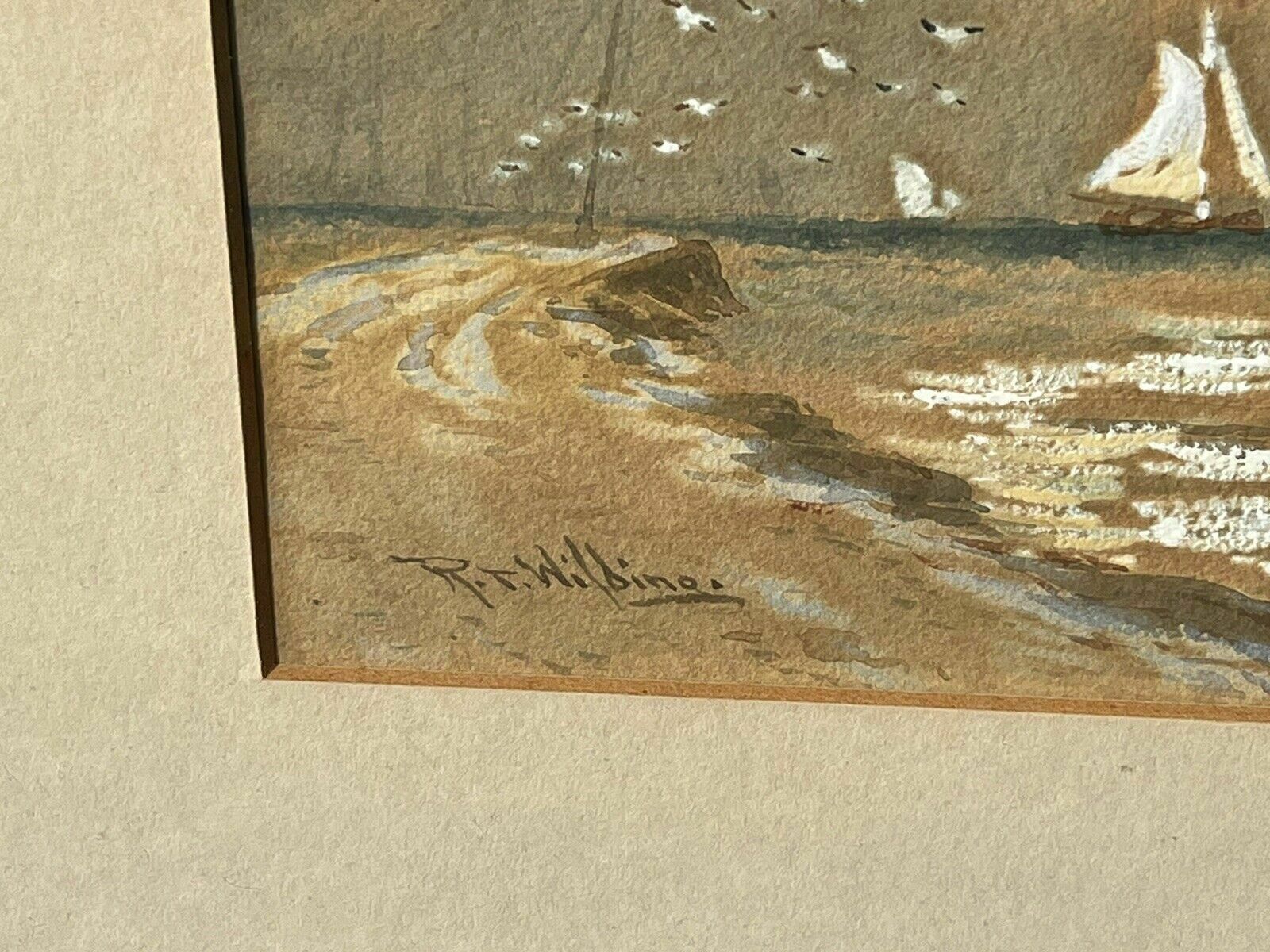 2 Marine/ Maritime Watercolours Paintings, Both Signed photo vintage