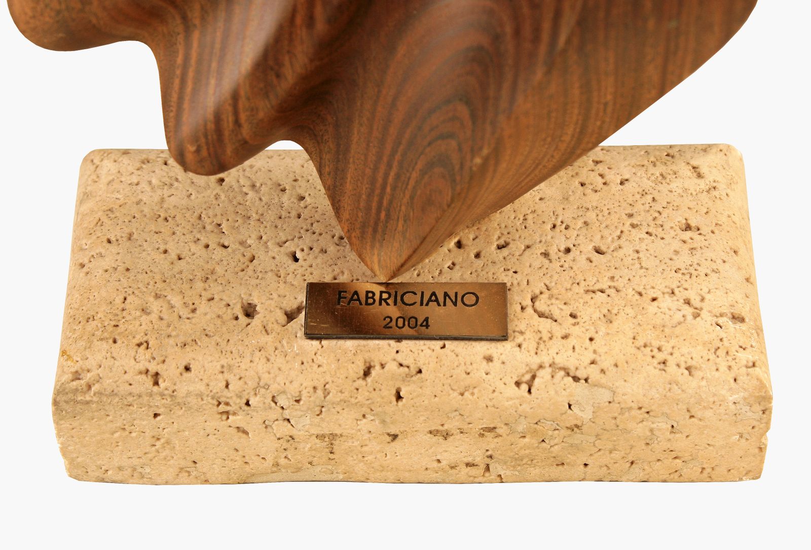 2004 Argentine Biomorphic Wooden Abstract Sculpture With Stone Base By Artist Fabriciano Gómez photo Art