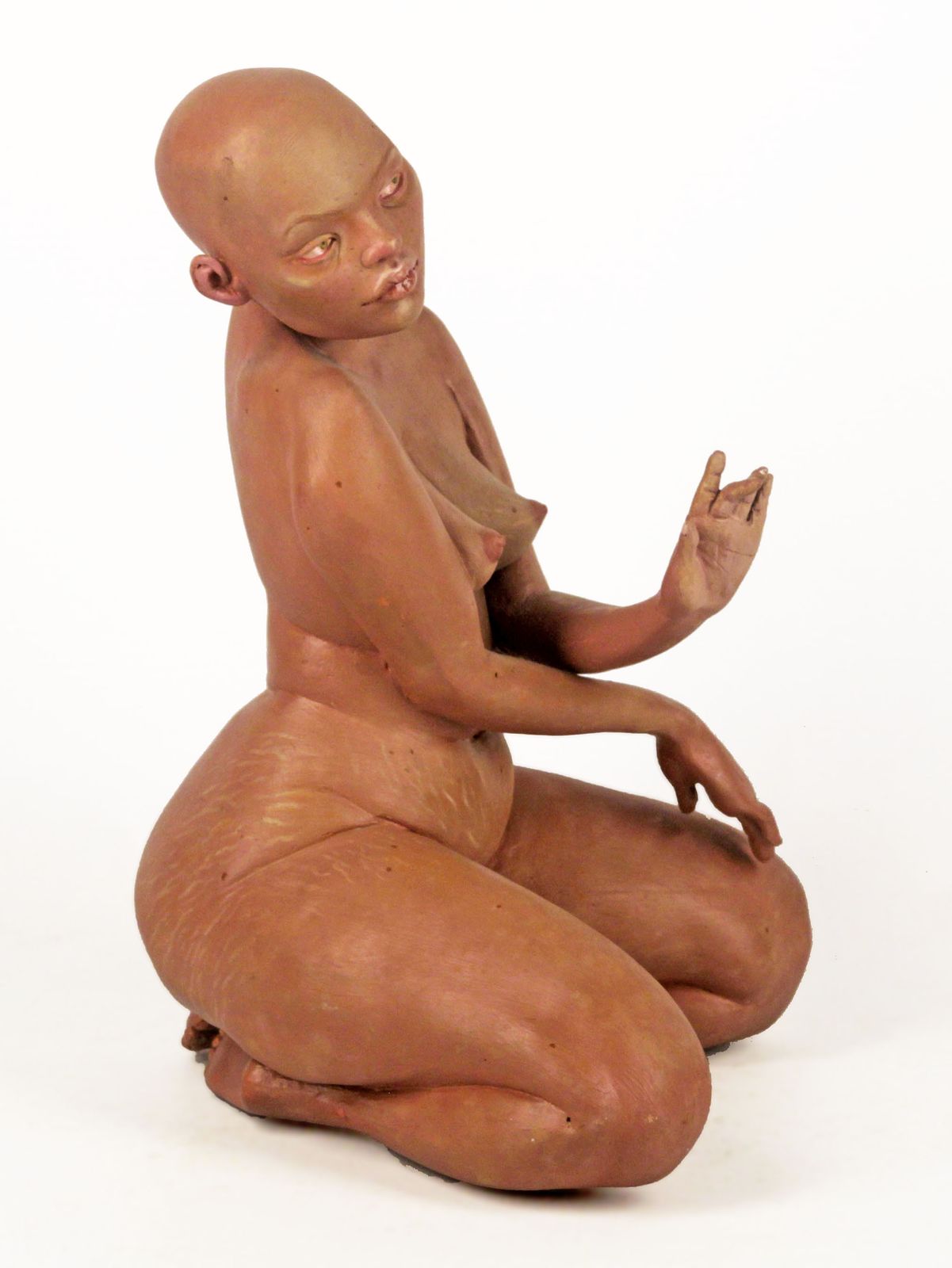 2018 Hand Painted Resin Woman Sculpture 'Aurea' In Dark Skinned Version By Argentine Multidisciplinary Artist Iara Kaumann Madelaire photo Art