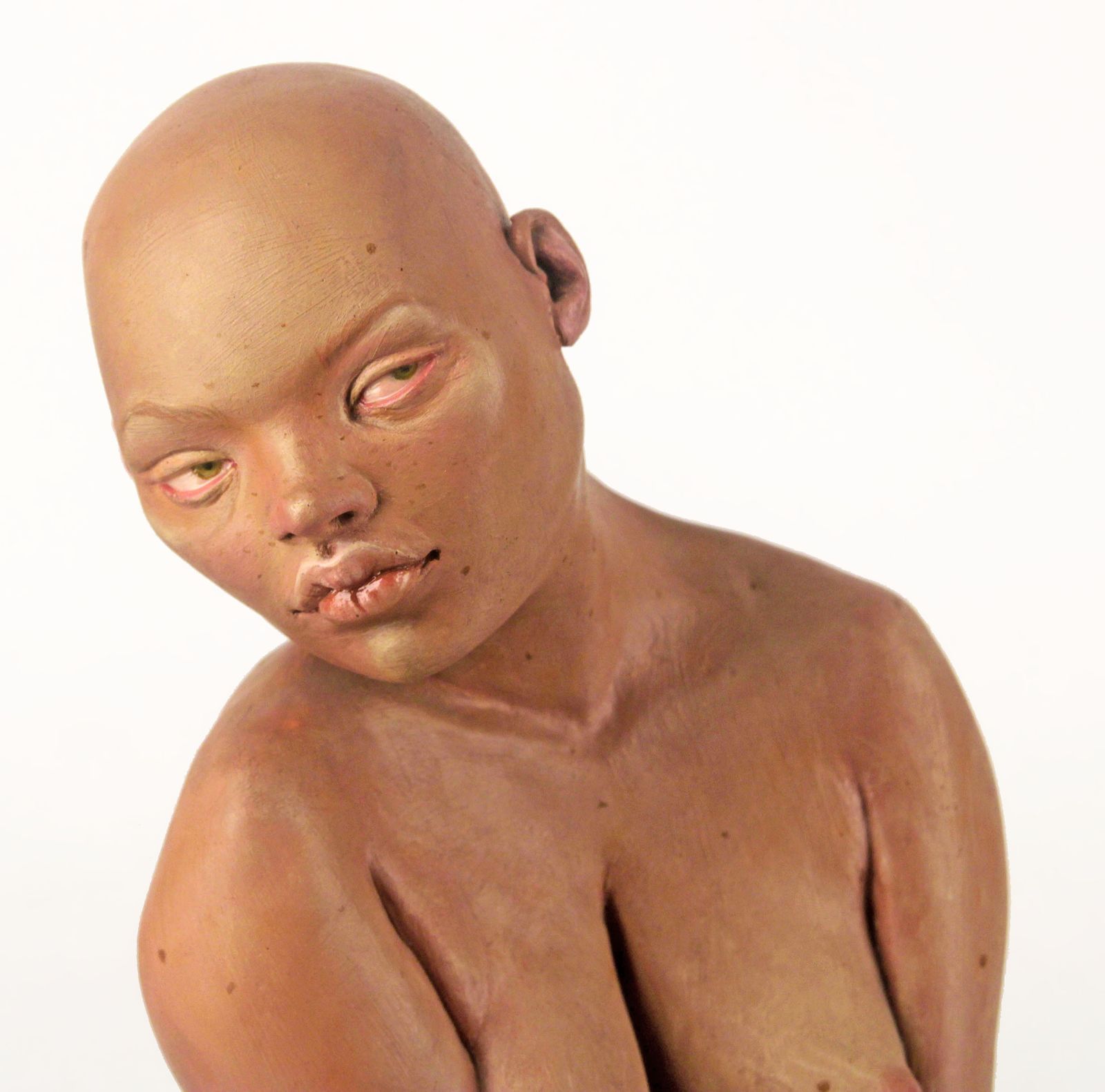 2018 Hand Painted Resin Woman Sculpture 'Aurea' In Dark Skinned Version By Argentine Multidisciplinary Artist Iara Kaumann Madelaire photo vinterior