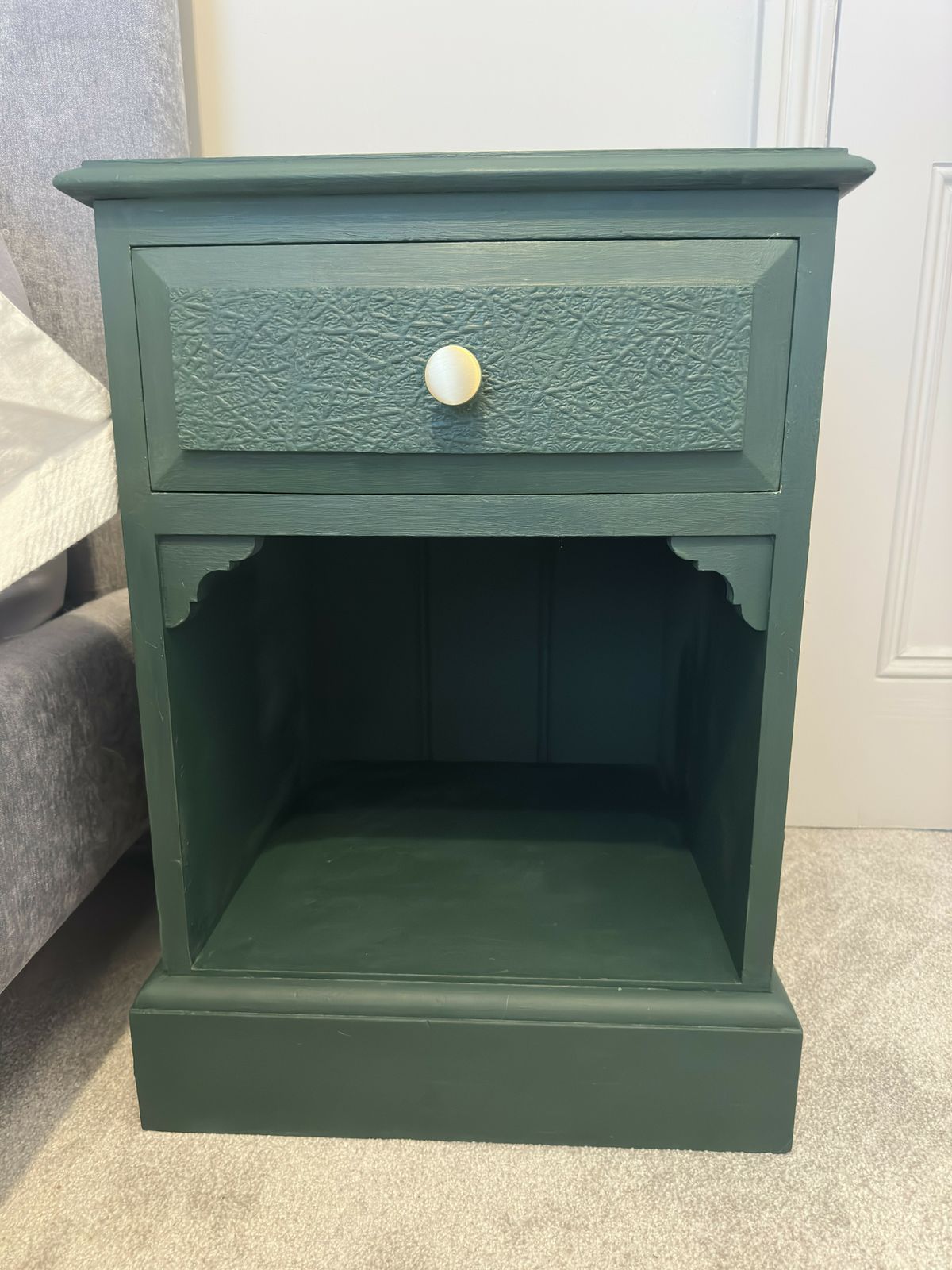Solid Wood Bedside Tables   Hand Painted In Annie Sloan Amsterdam Green, Gold Handles photo Furniture