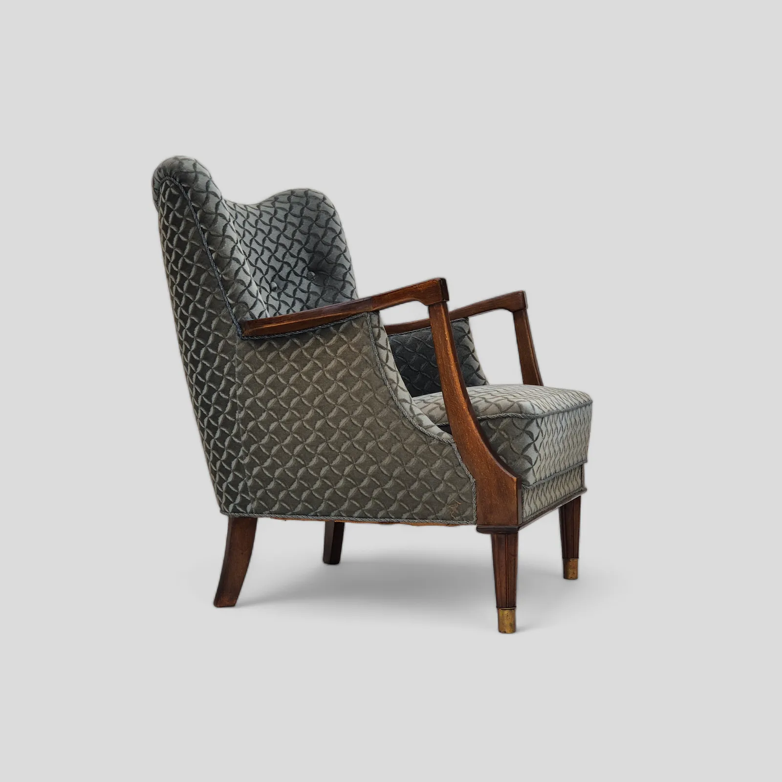 Ca. Jaren 1960, Deense Fauteuil, Zeer Goede Staat, Meubelvelours, Beukenhout.