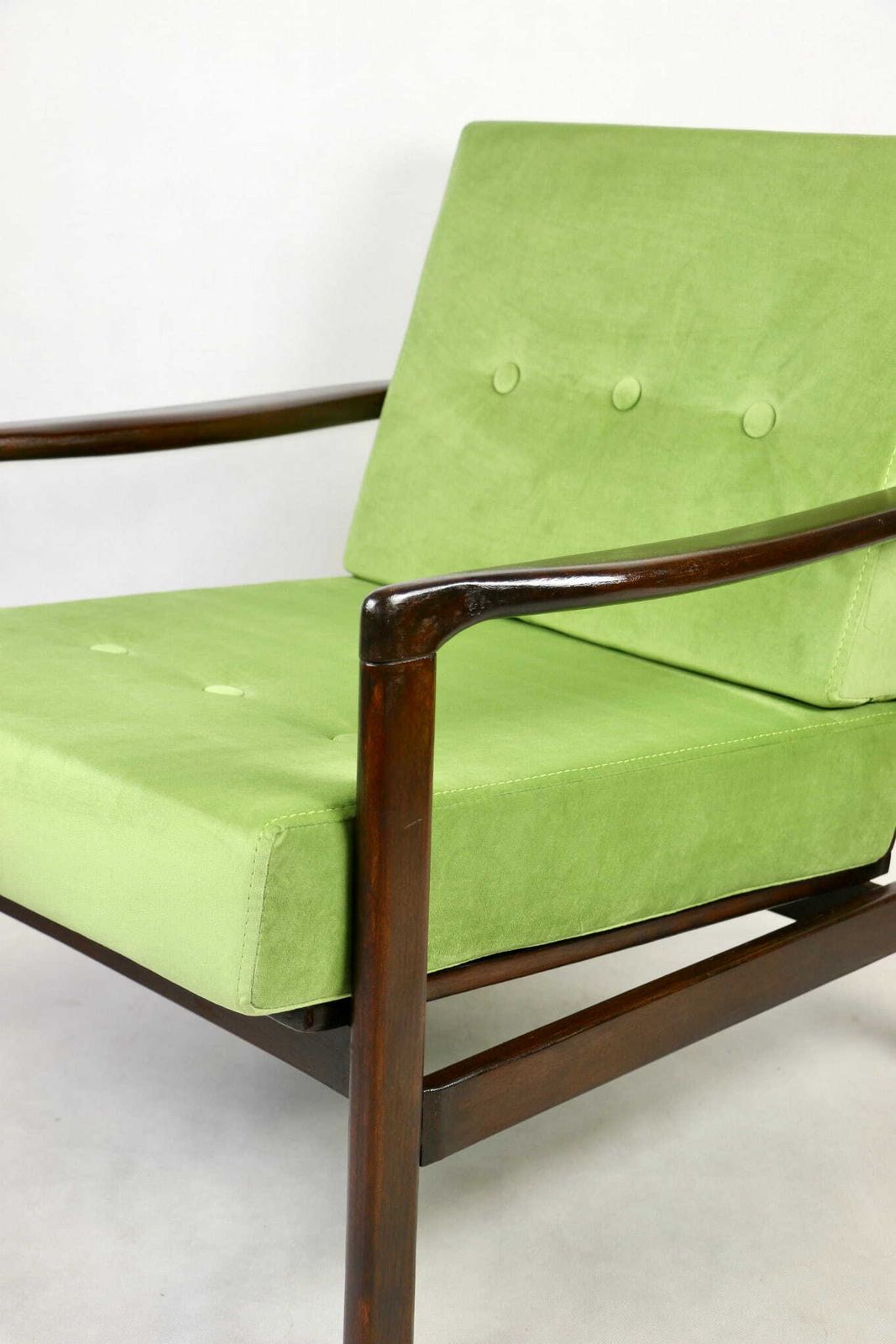 Wooden Armchair, Brown, Vintage, Pea Green, Designed By Z. Bączyk photo Furniture
