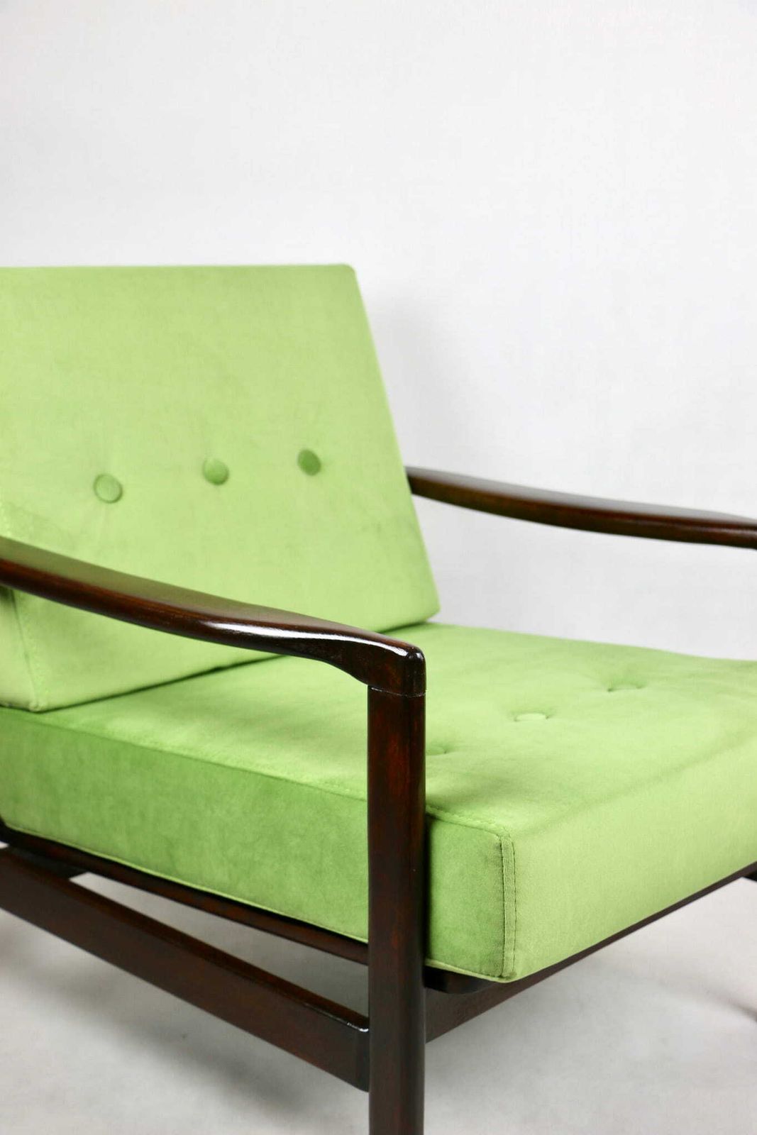photo for sale Wooden Armchair, Brown, Vintage, Pea Green, Designed By Z. Bączyk
