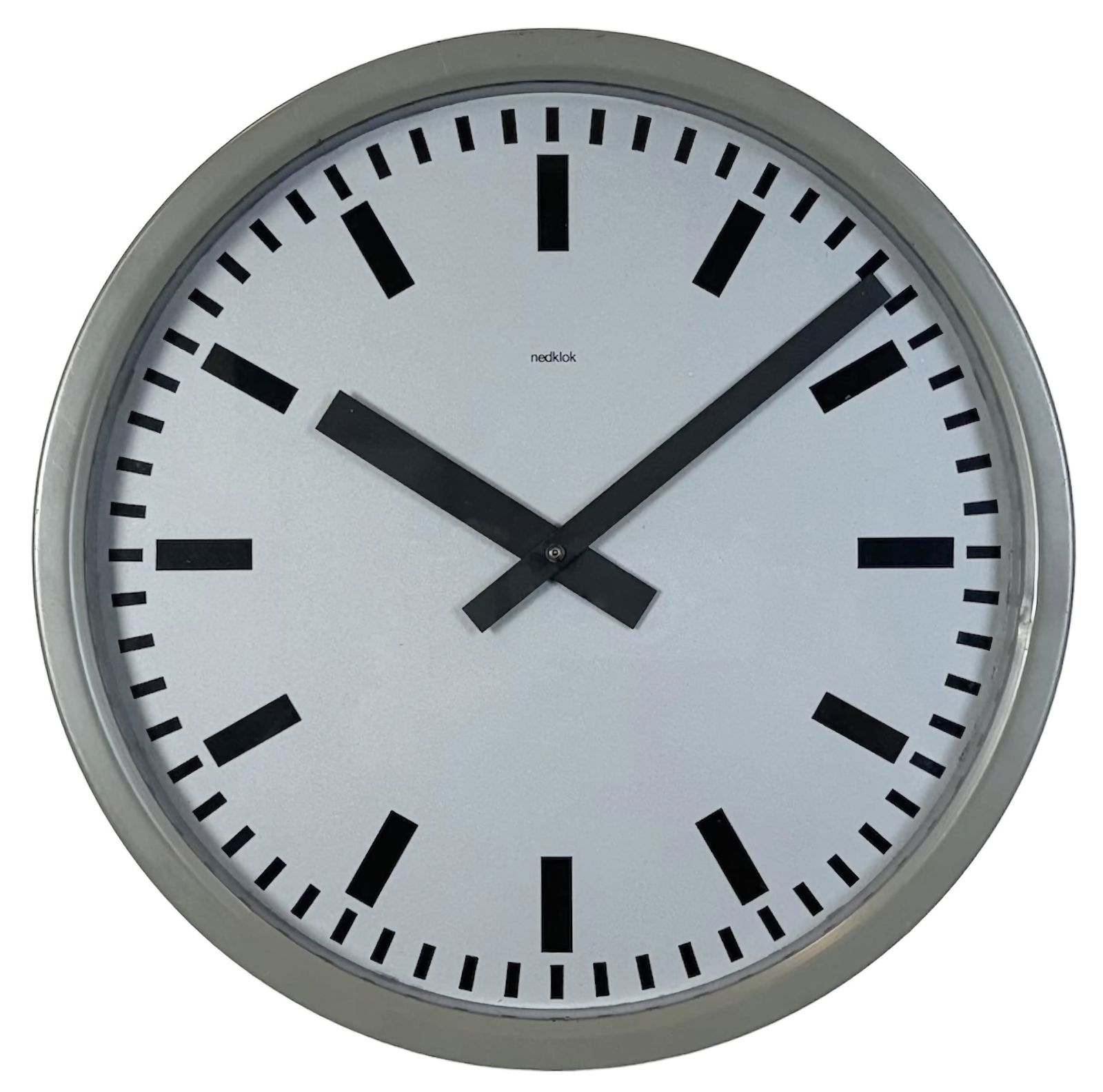 Grey Industrial Station Wall Clock From Nedklok, 1960