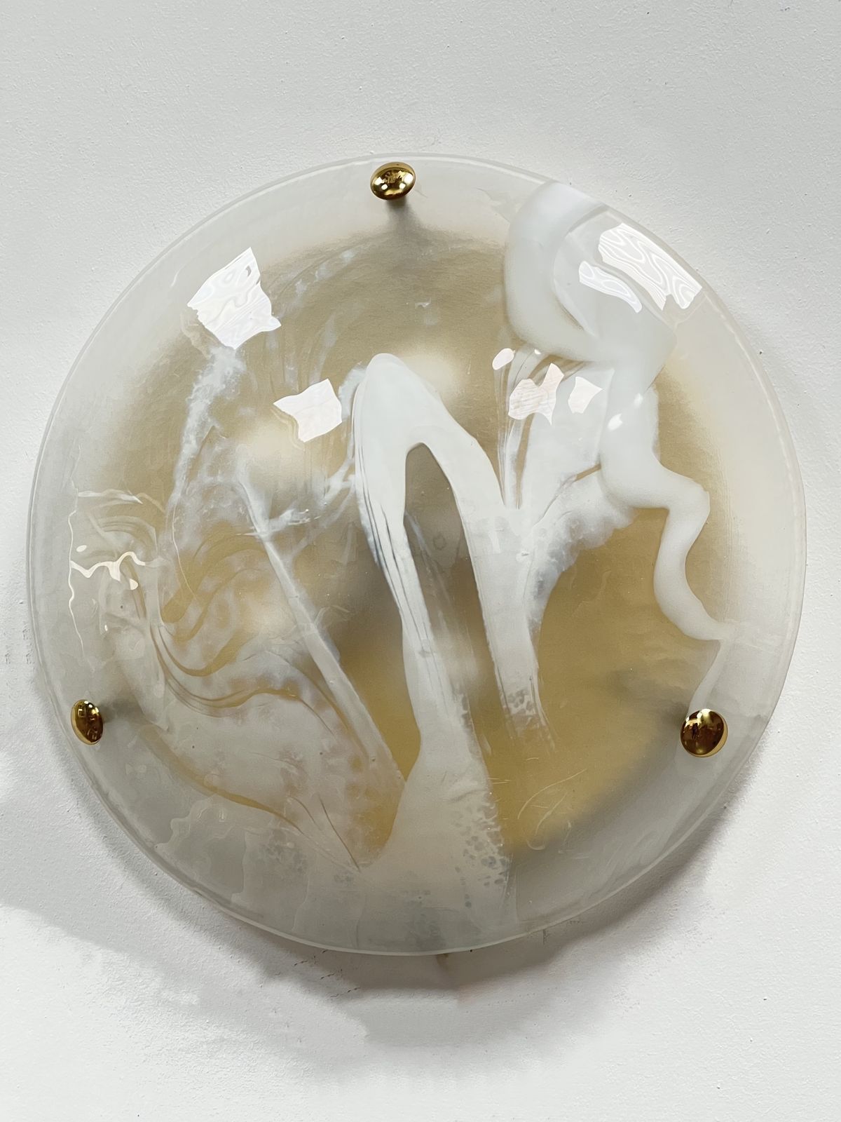 Large Handblown Murano Glass And Brass Flush Mount By Hillebrand photo 580.0