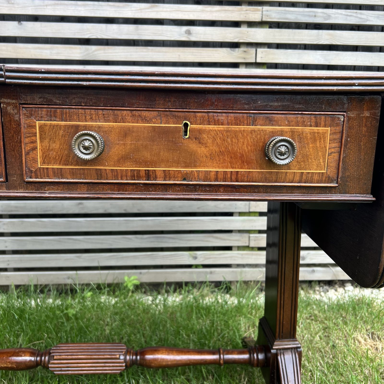 Antique English Mahogany Drop Leaf Stretcher Table On Castors, 19th Century photo for sale