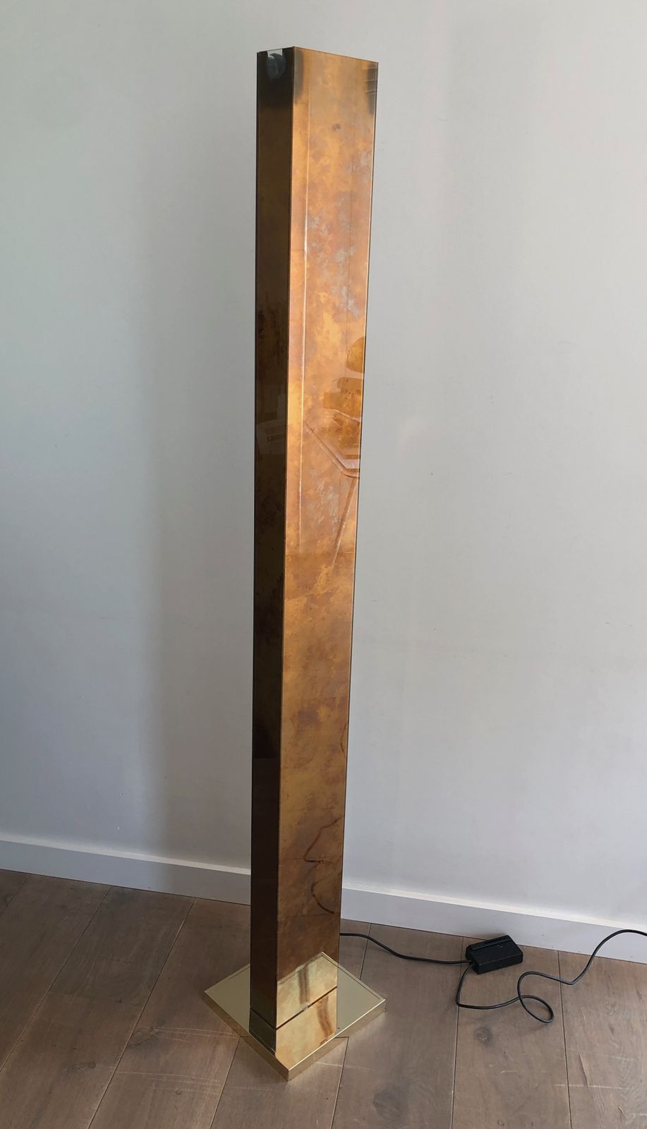 photo buy Floor Lamp In Golden Plexiglass And Golden Metal Base
