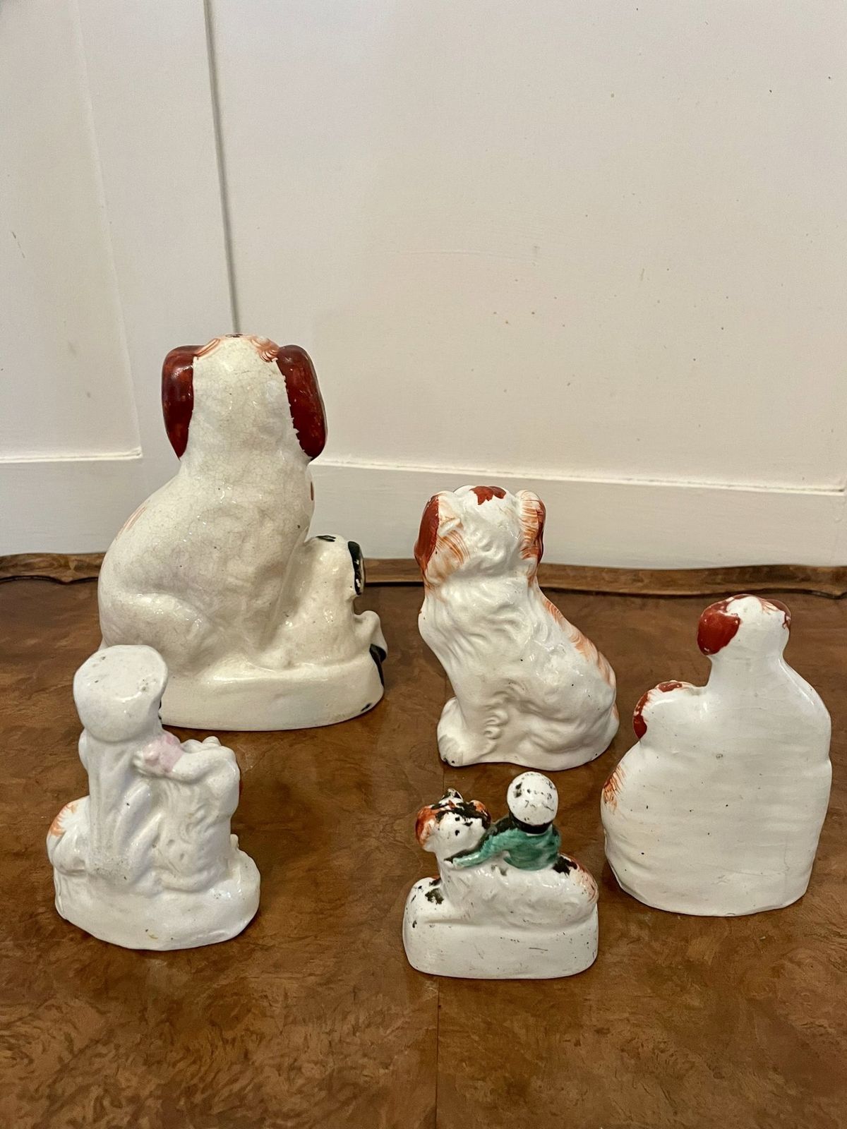 Collection Of Unusual Antique 19th Century Staffordshire Dogs  Set Of 5 photo for sale