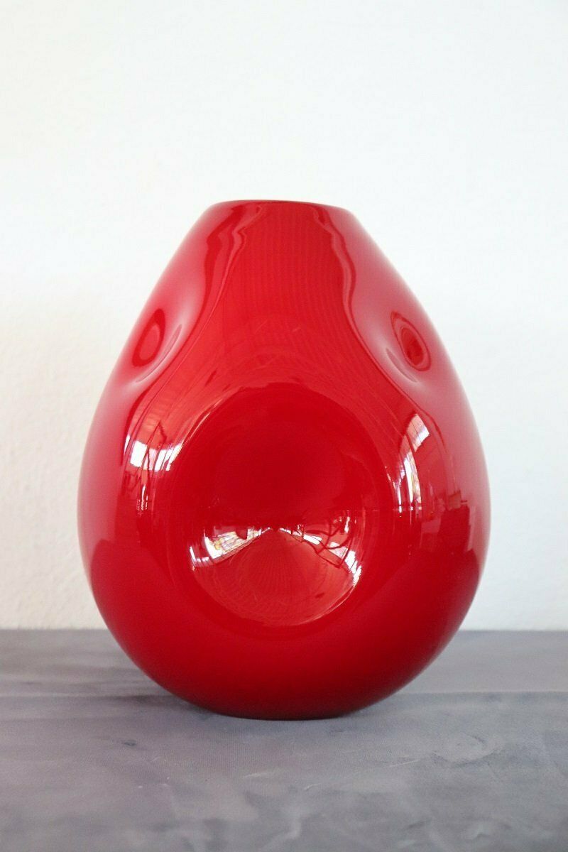Vintage Italian Reed Vase In Murano Art Glass, 1970s photo for sale