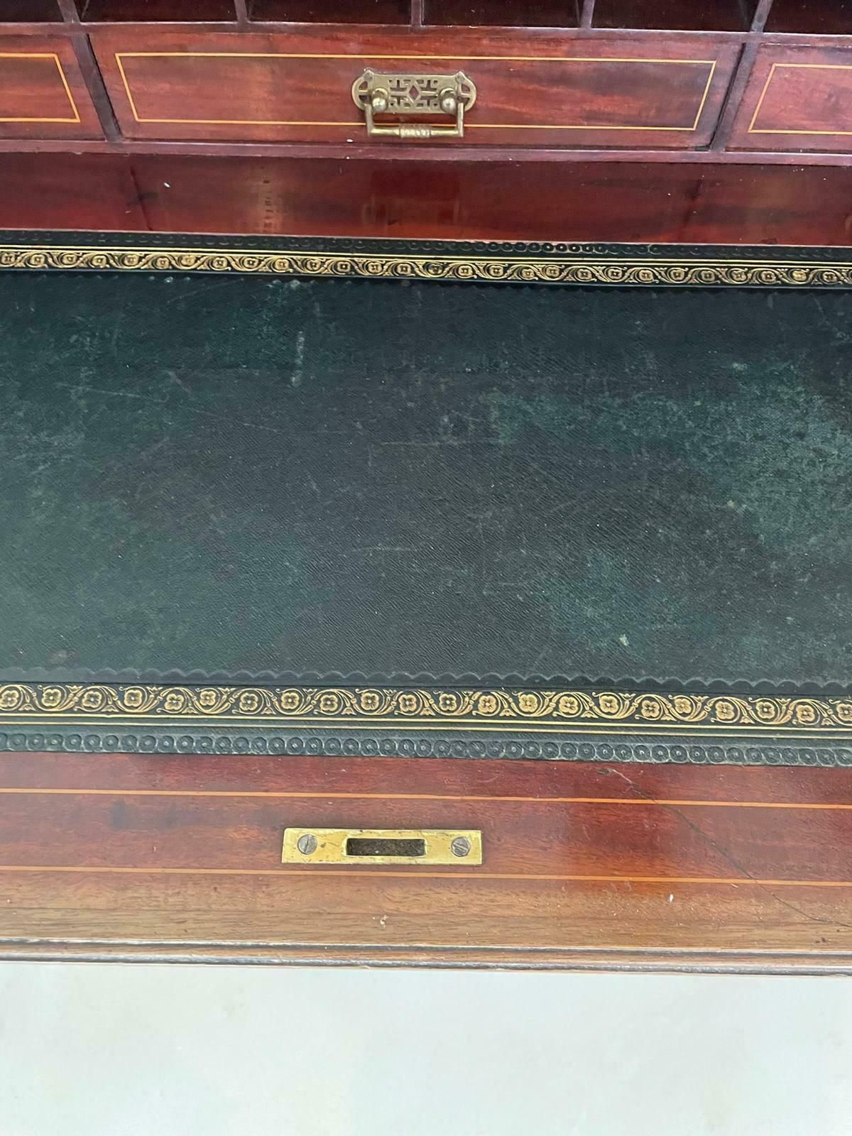 Fine Quality Antique 19th Century Mahogany Inlaid Cylinder Bookcase photo Furniture