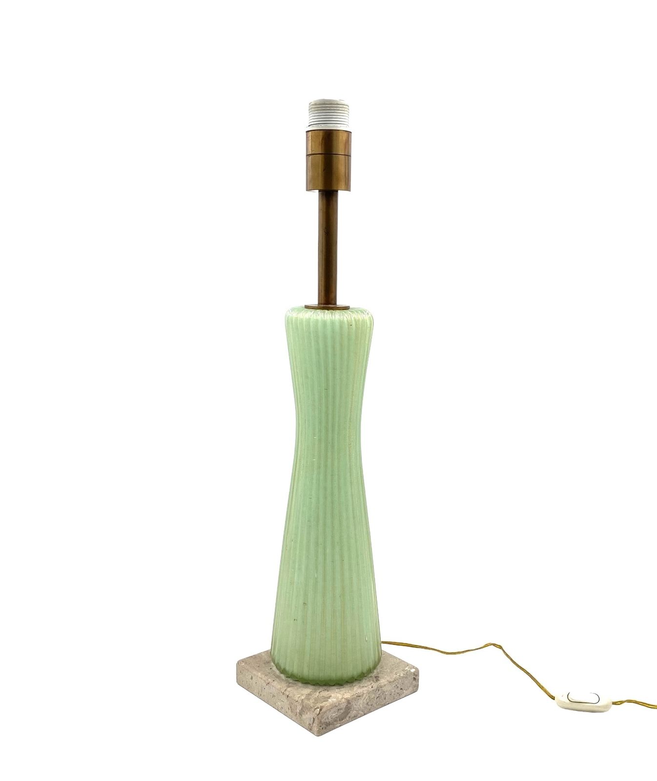 Mid Century Modern Green Murano Glass Table Lamp, Barovier & Toso Italy, 1940s photo vintage