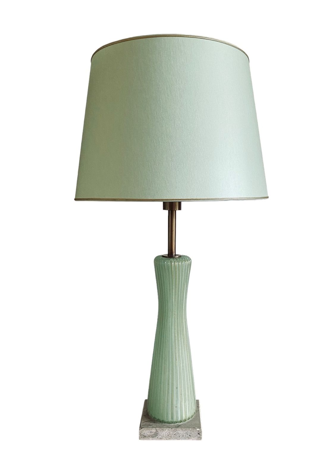photo furniture Mid Century Modern Green Murano Glass Table Lamp, Barovier & Toso Italy, 1940s