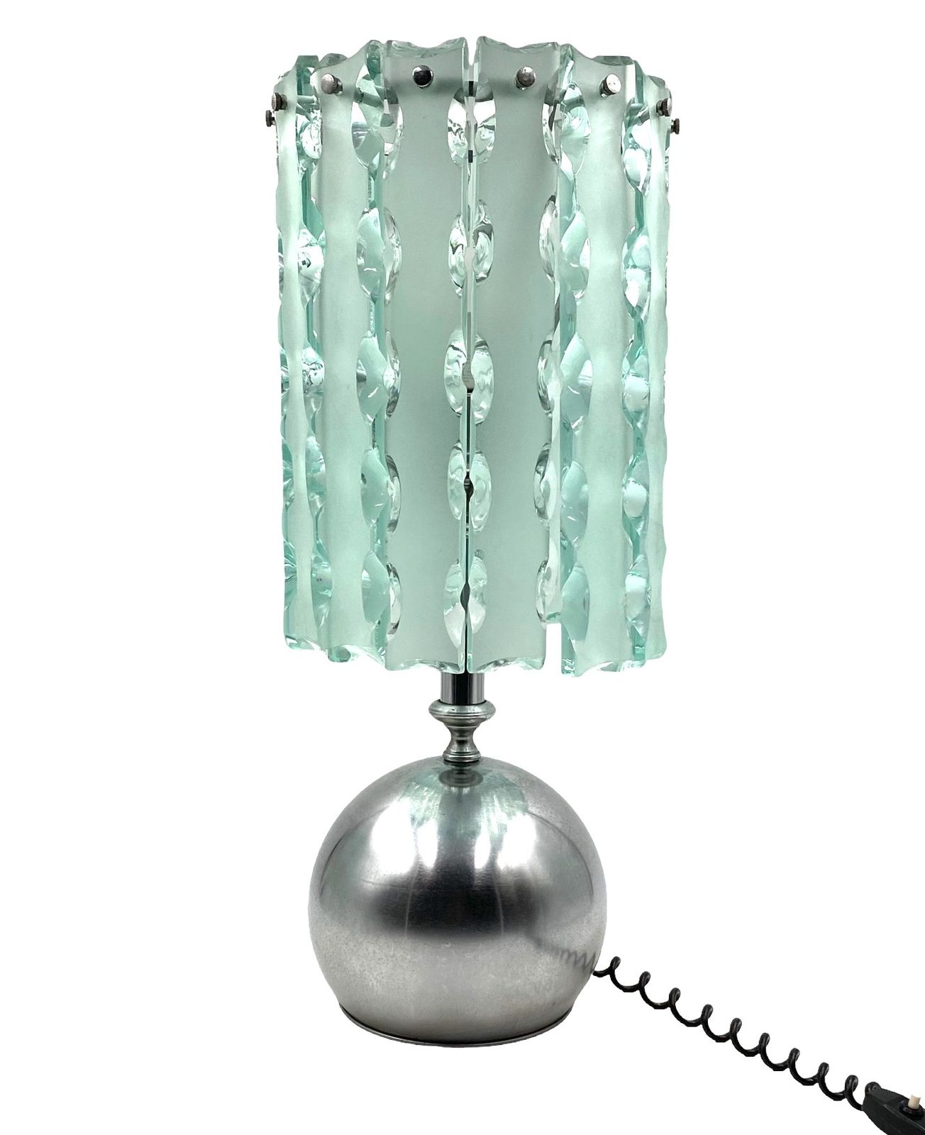 Max Ingrand, Molded Glass Table Lamp, Zero Quattro Per Fontana Arte, Italy Circa 1970 photo for sale