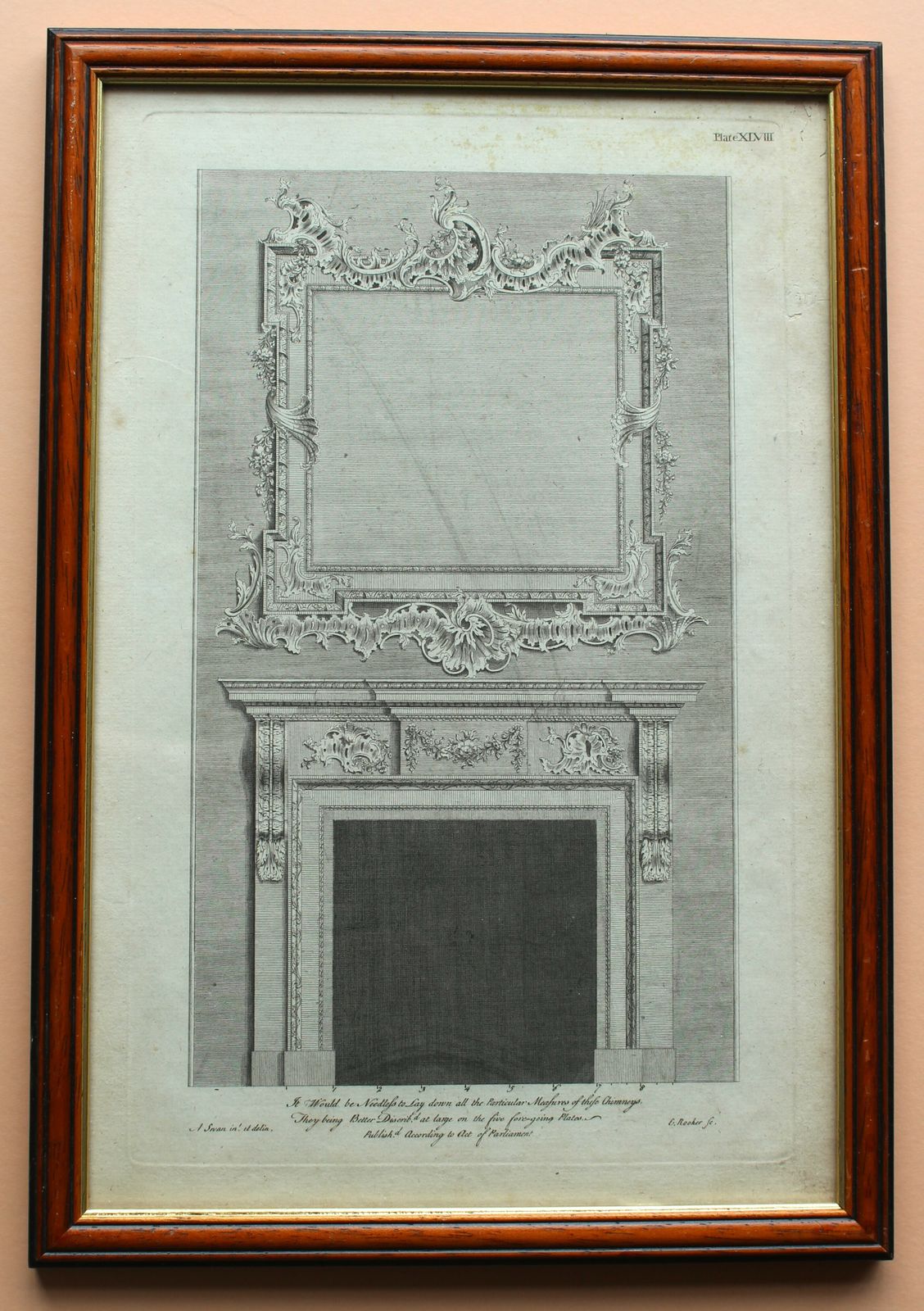 Original 18th Century Plate Xlviii From Swan’s British Architect By Abraham Swan Engraved By Edward Rooker C1745.