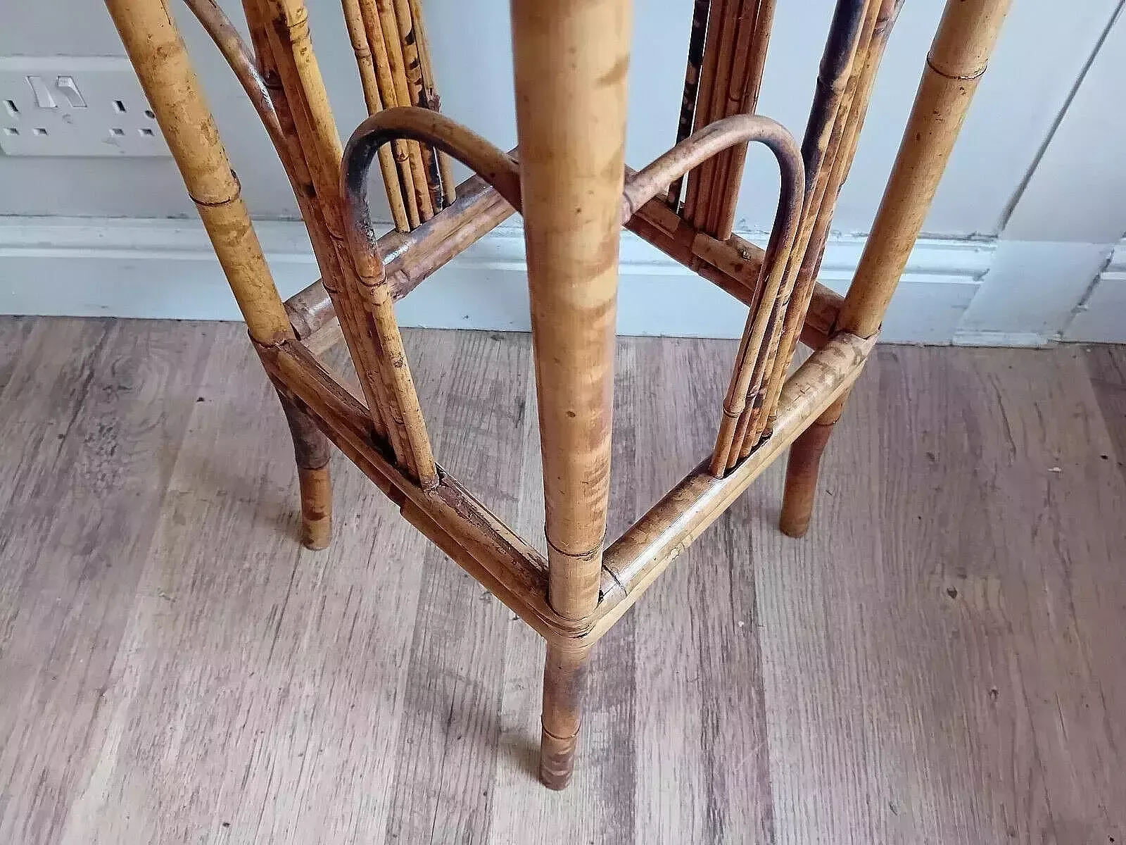 Delightful Antique Tiger Bamboo Victorian Side / Hall / Lamp Table / Plant Stand photo 165.0