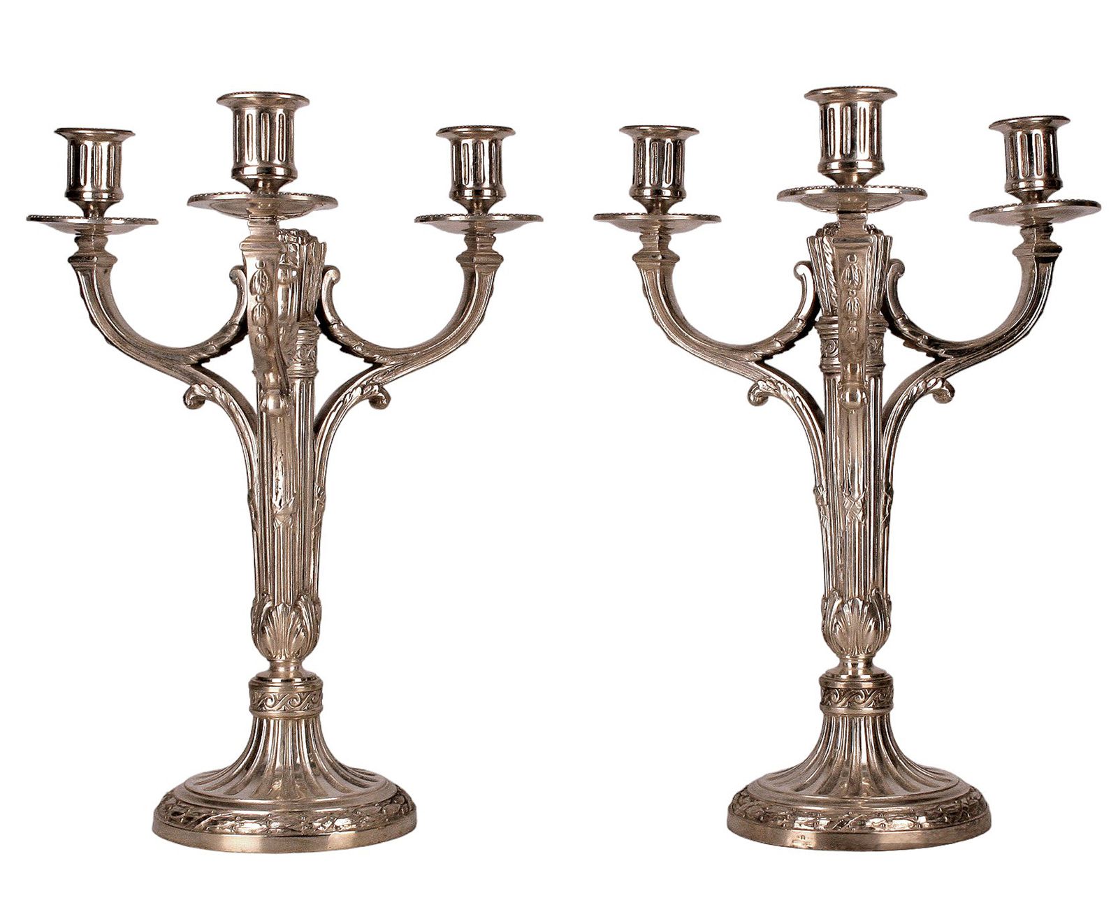 Pair Of Early 20th Century Plated 3 Arms Candelabras From France By The Company Christofle photo furniture