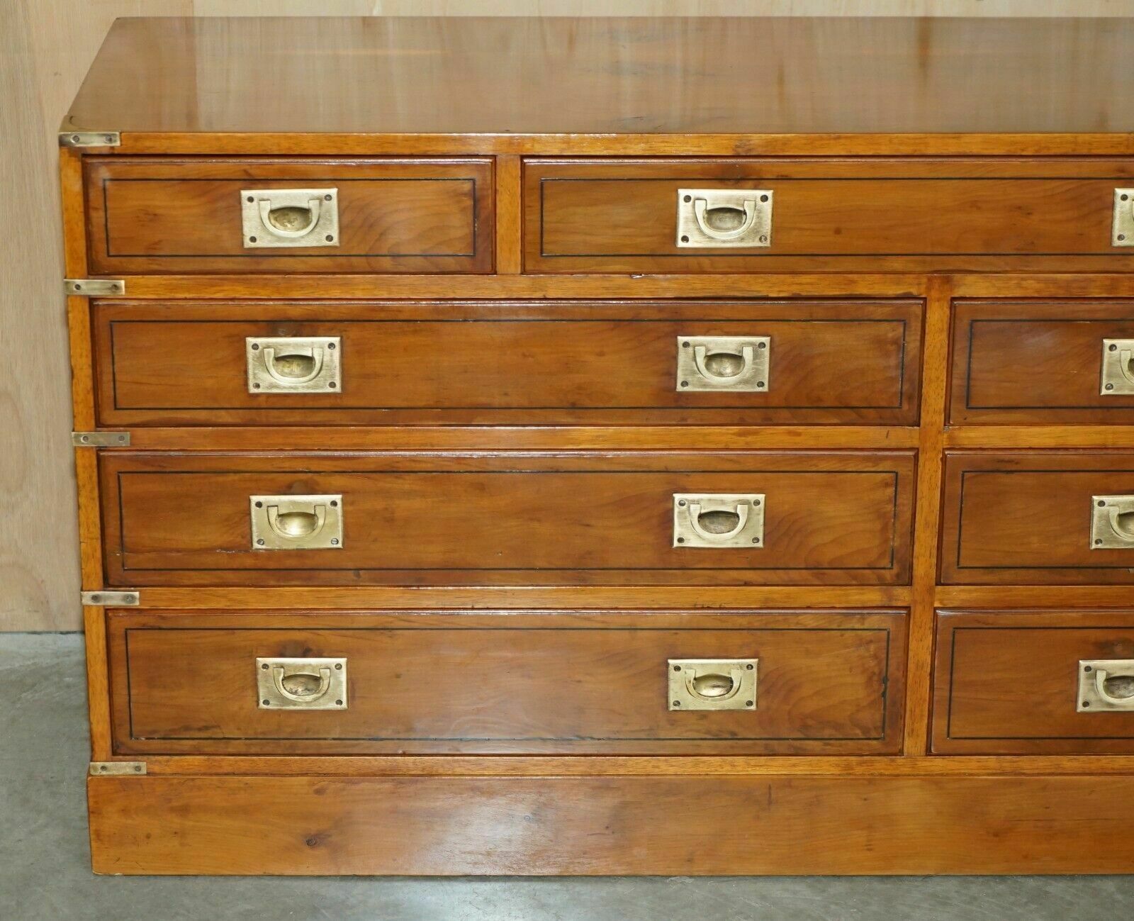 Fine Restored Traditionally French Polished Burr Elm Military Campaign Sideboard photo Furniture