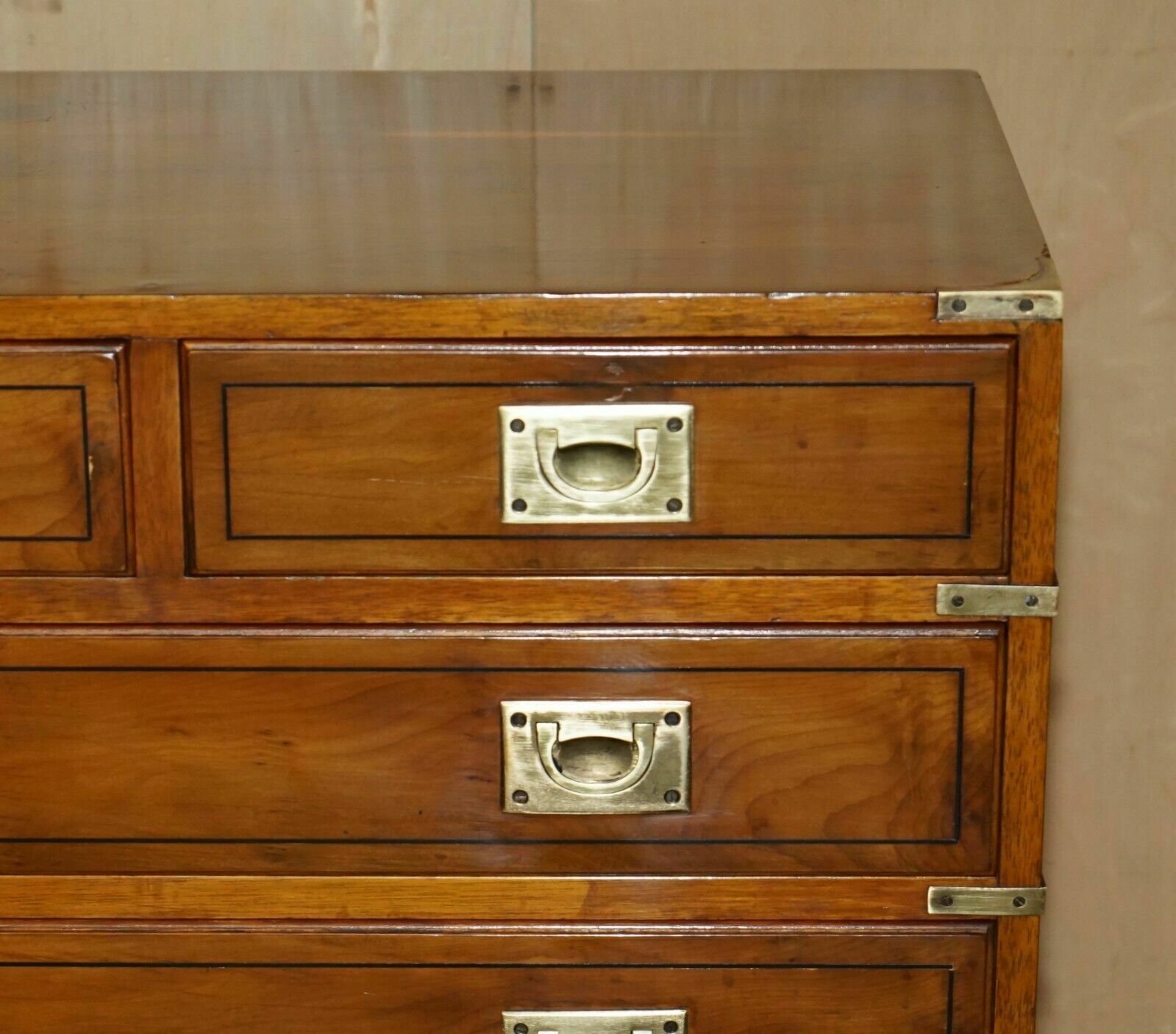 Fine Restored Traditionally French Polished Burr Elm Military Campaign Sideboard photo buy