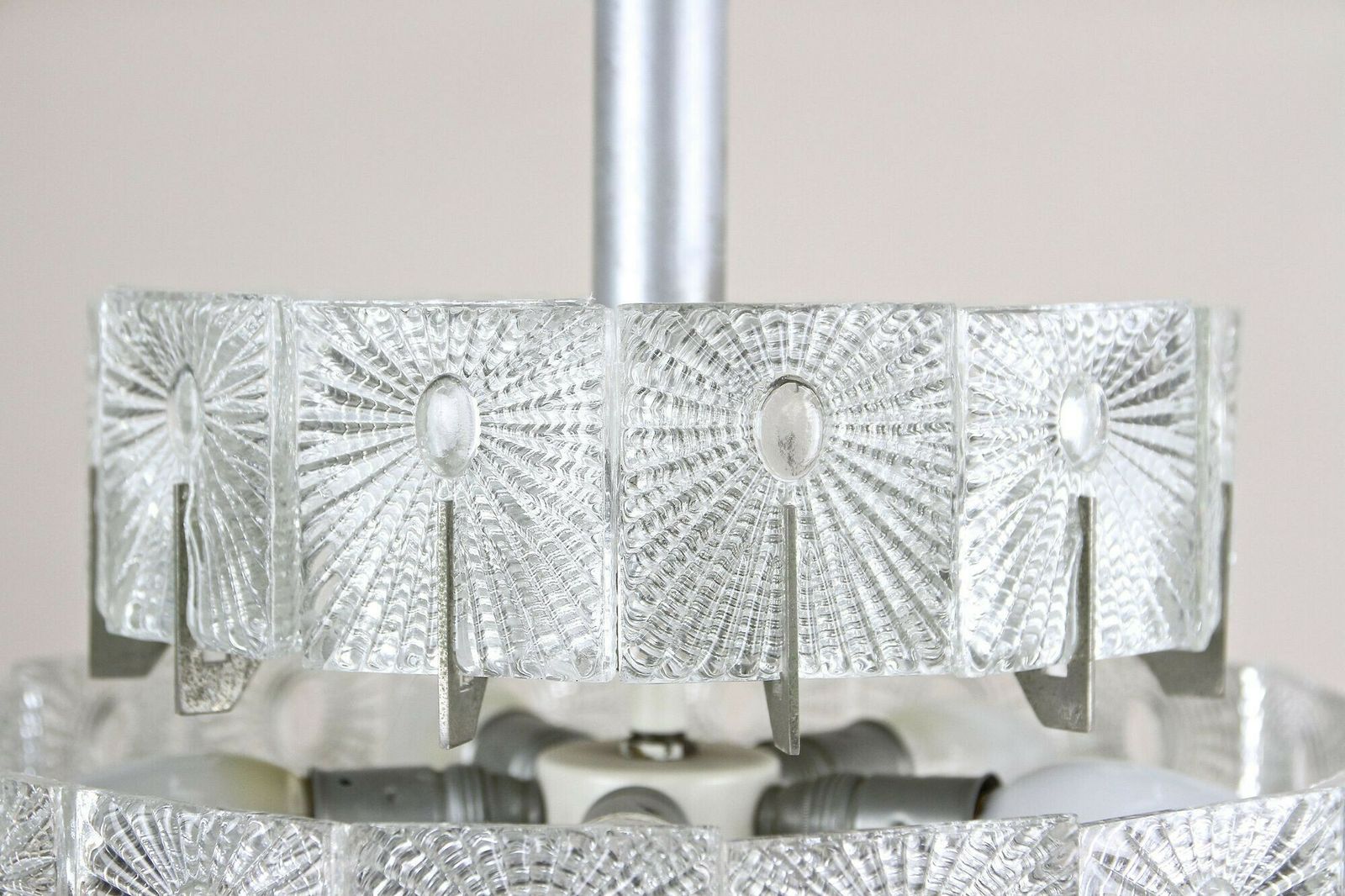 Mid Century Modern Three Tier Glass Chandelier By Rupert Nikoll, Austria 1950s photo 2550.0