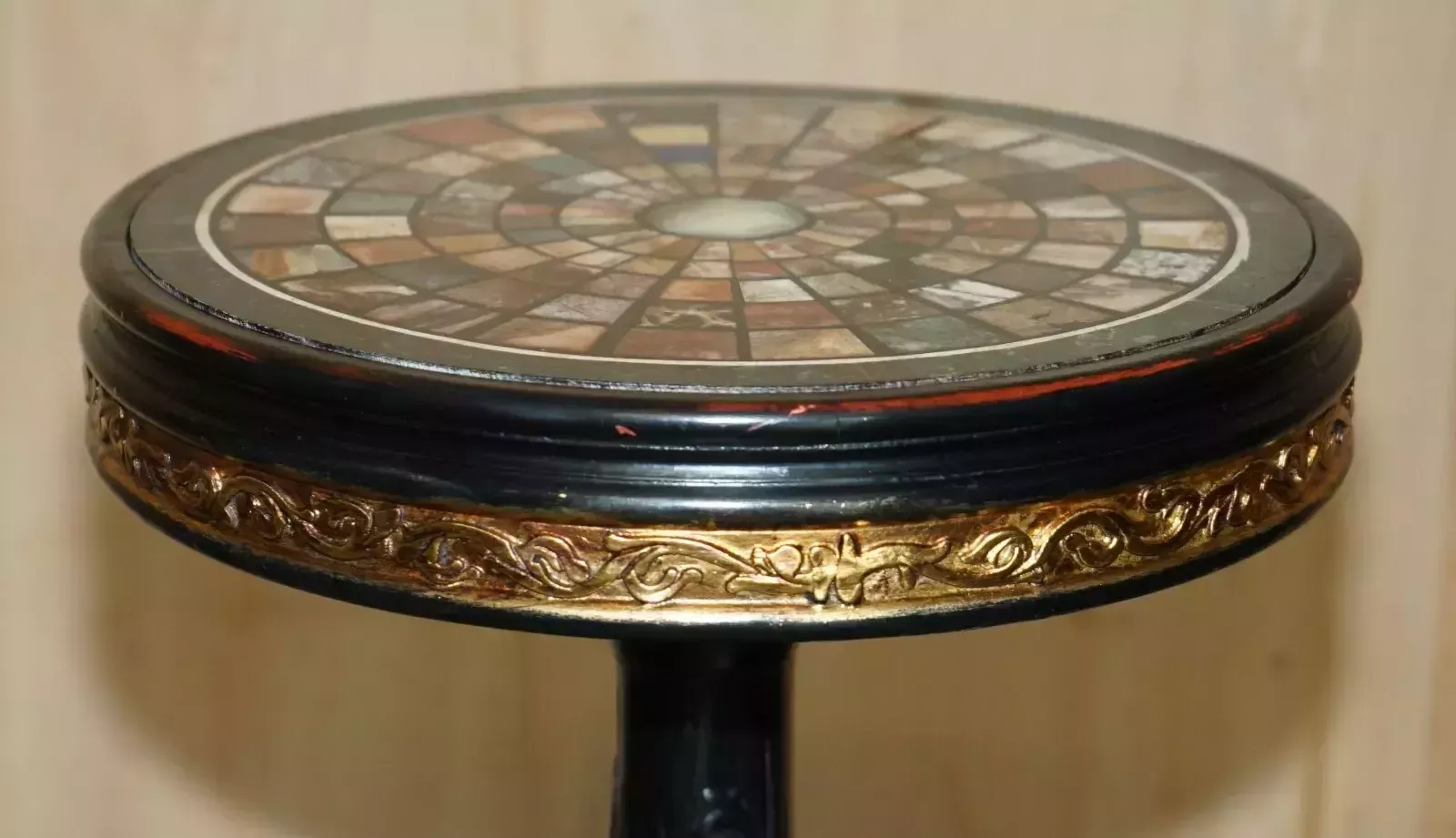 photo vintage Pair Of Vintage French Side Tables One With A Specimen Pietra Dura Marble Top