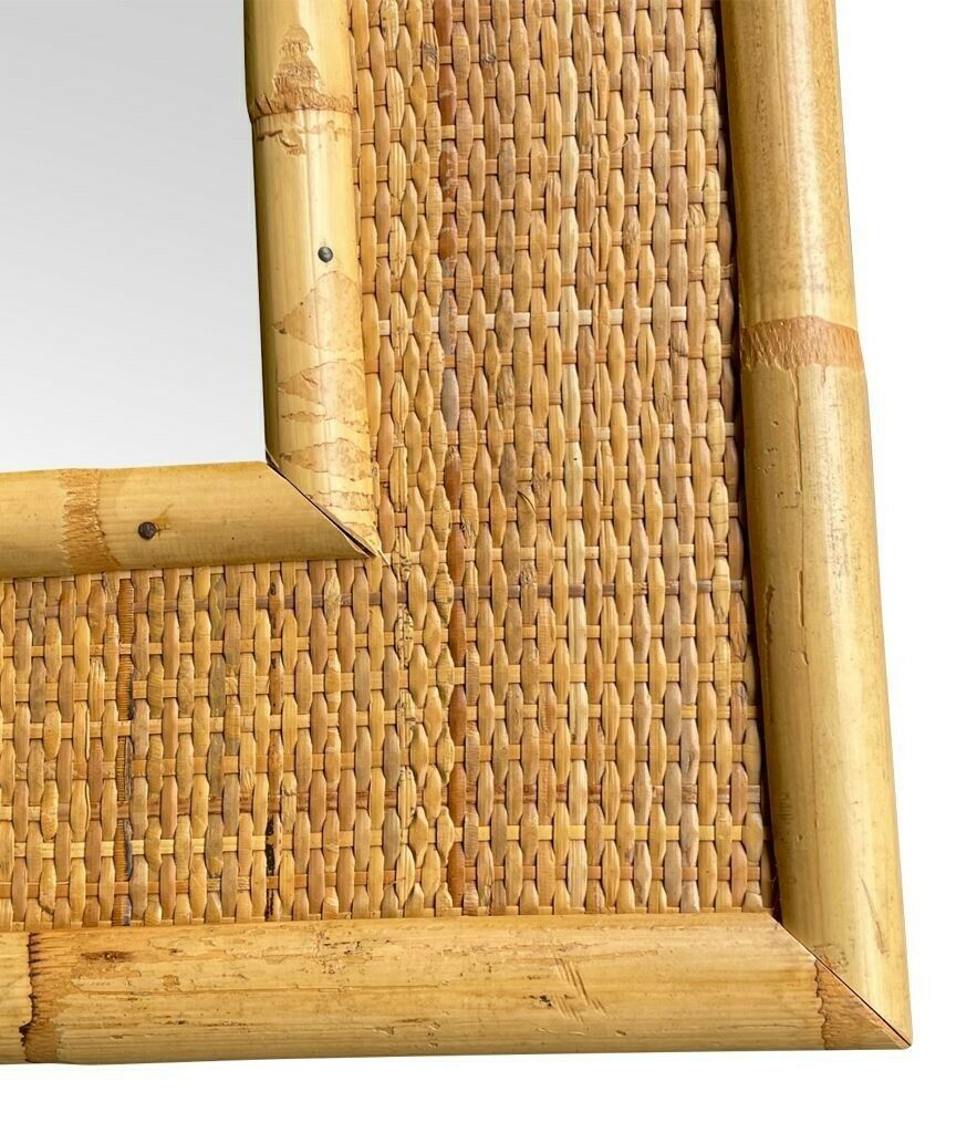 A Pair Of Large Italian 1970s Bamboo And Woven Rattan Mirrors By Dal Vera photo vinterior