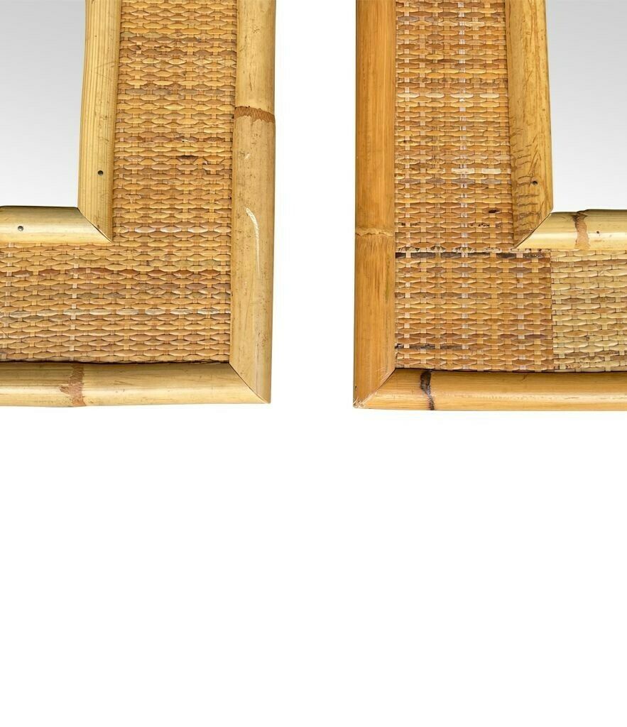 A Pair Of Large Italian 1970s Bamboo And Woven Rattan Mirrors By Dal Vera photo buy