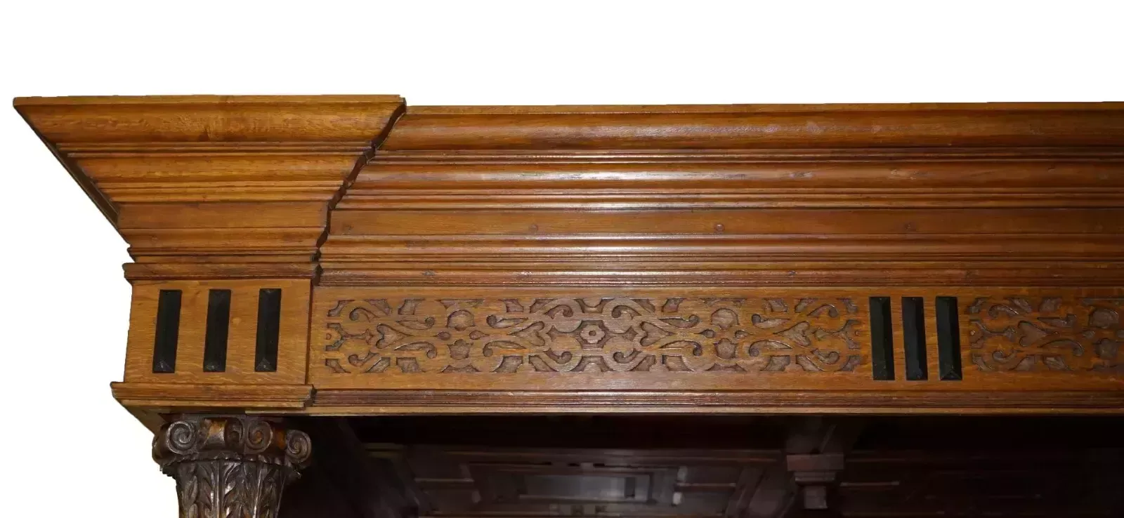 photo furniture Monumental 3 Meter Emperor Antique Circa 1880 Carved English Burr Oak Tester Bed