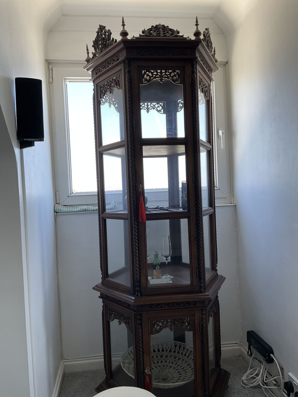 Handcrafted Display Cabinet Wood/Glass From Thailand