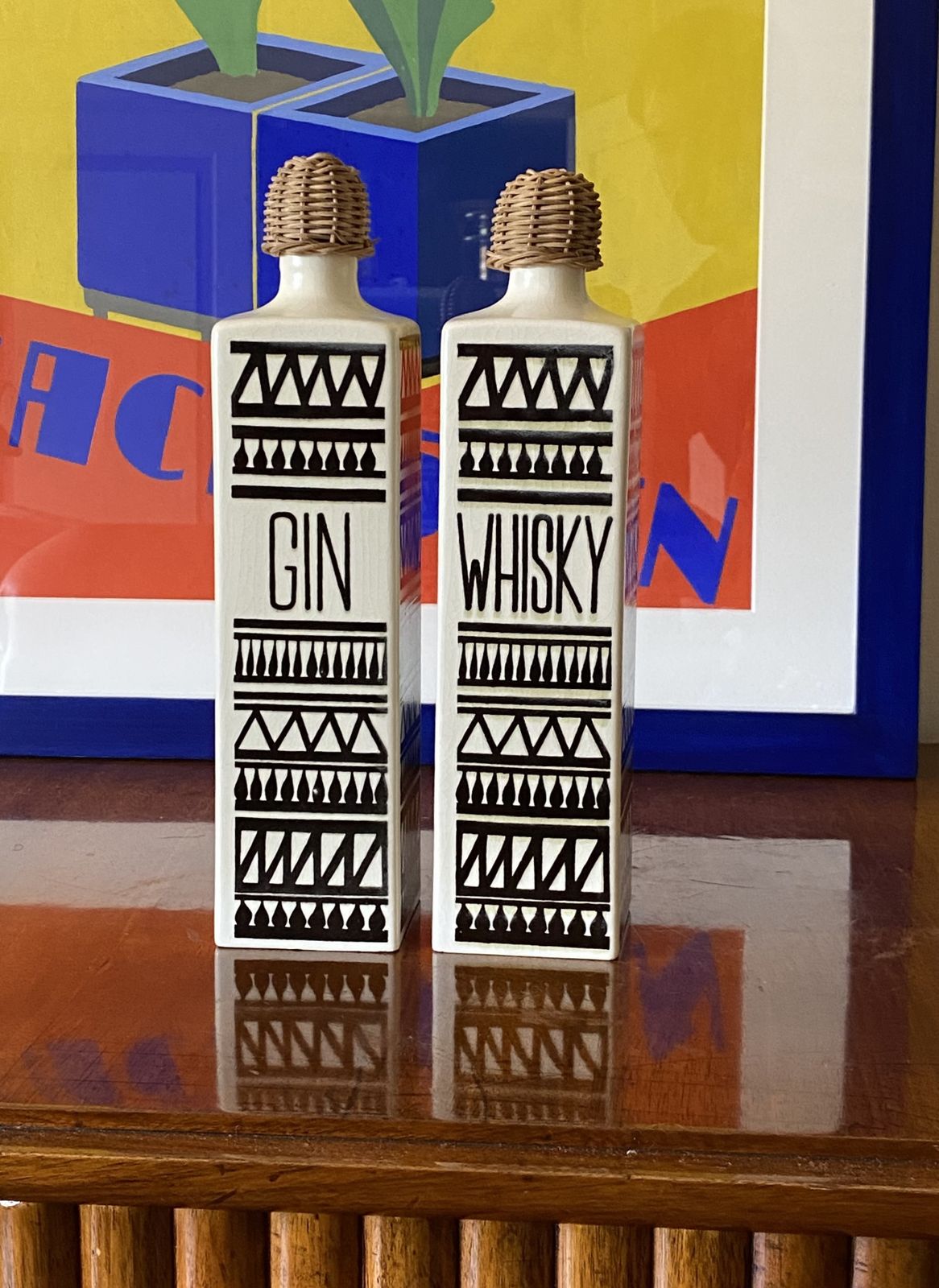Mid Century Set Of 2 Ceramic Bottles, Staffel Limburg Germany, 1960s photo furniture