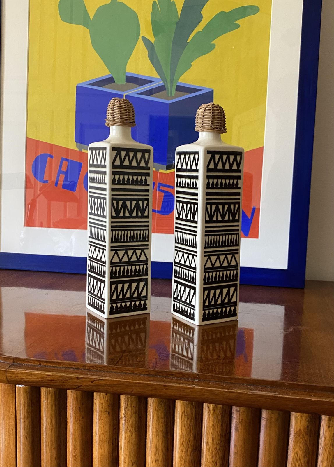 Mid Century Set Of 2 Ceramic Bottles, Staffel Limburg Germany, 1960s photo Home Decor