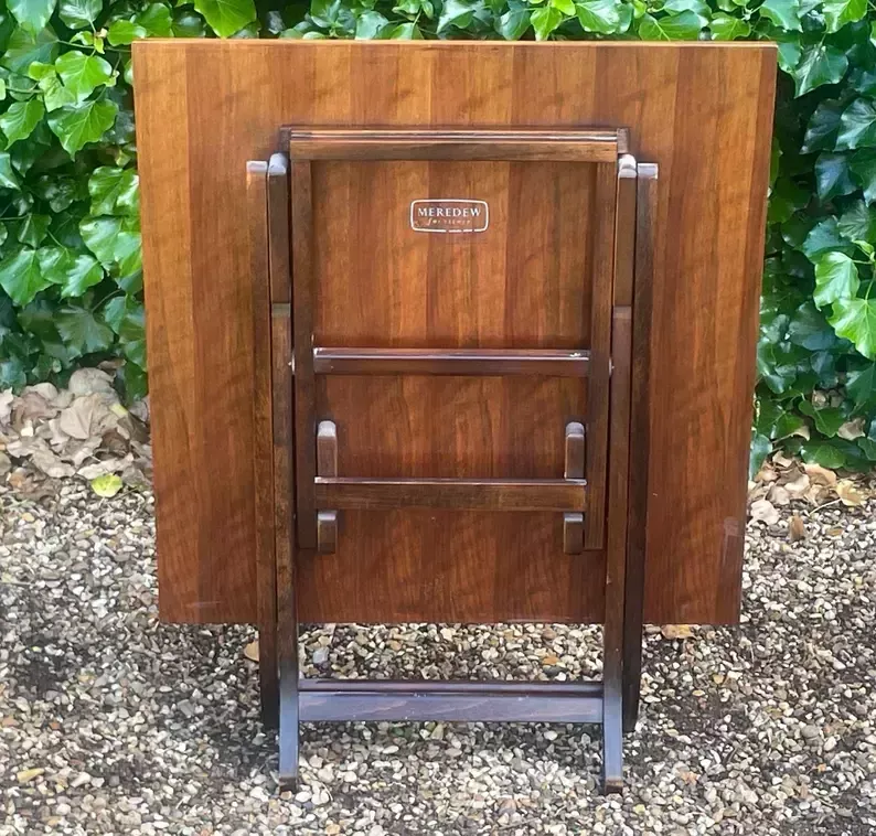 photo for sale Vintage Meredew Walnut Folding Occasional Table