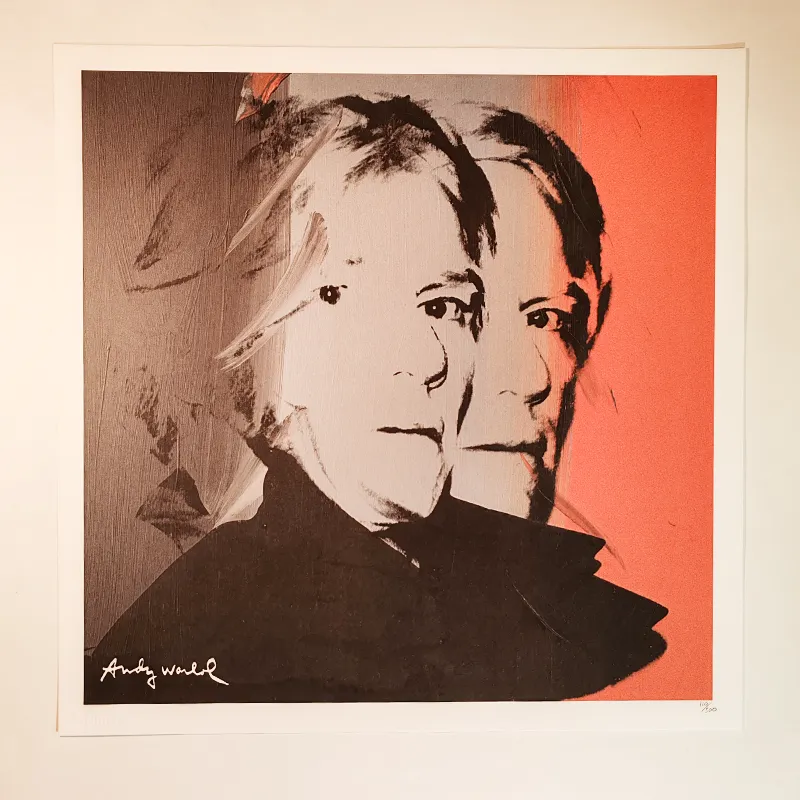 1980s Andy Warhol "Self Portrait" Limited Numbered Edition Lithograph By Cmoa. photo furniture