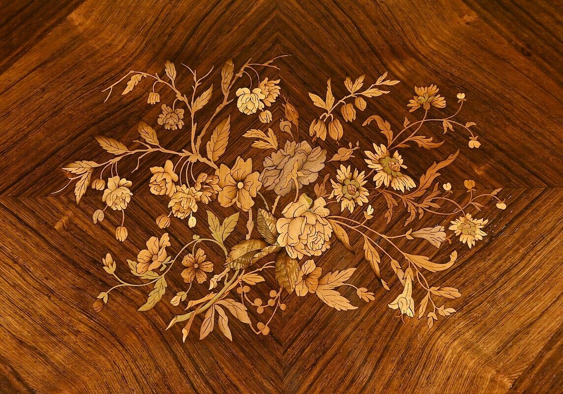 photo for sale Marquetry System Table, Louis XVI Style – 2nd Half Of The 19th Century