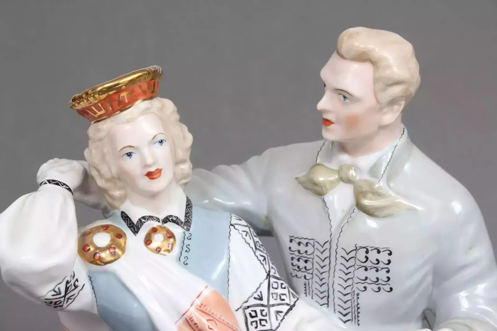 Porcelain Figure National Son With National Daughter