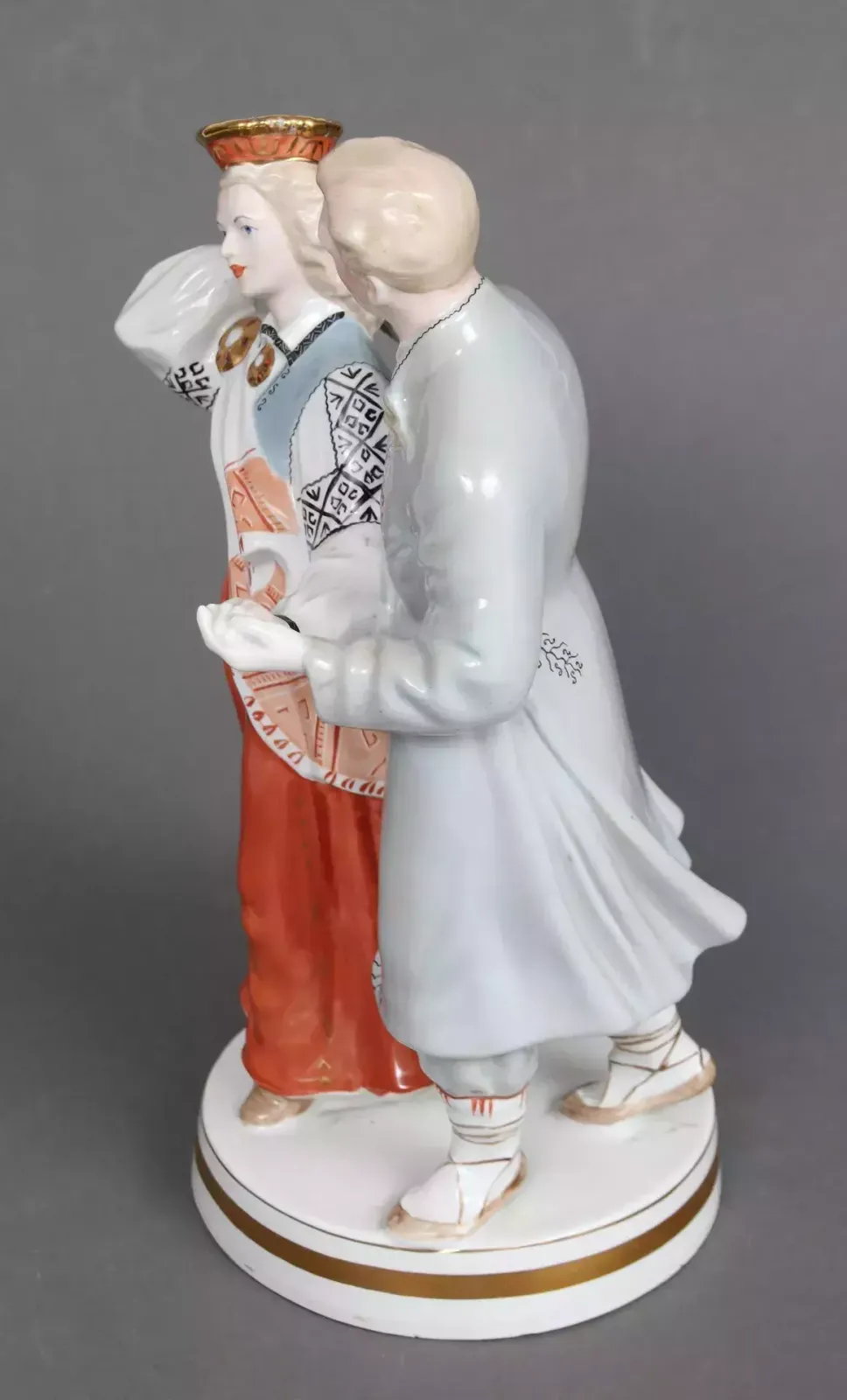 Porcelain Figure National Son With National Daughter photo vintage