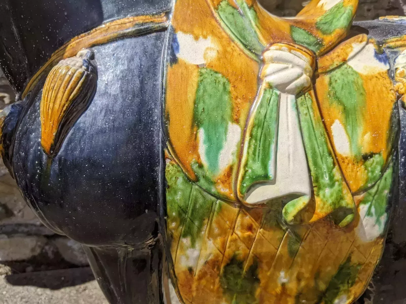 Handsome Pair Of Large Chinese Tang Horses In Sancai Glaze photo buy