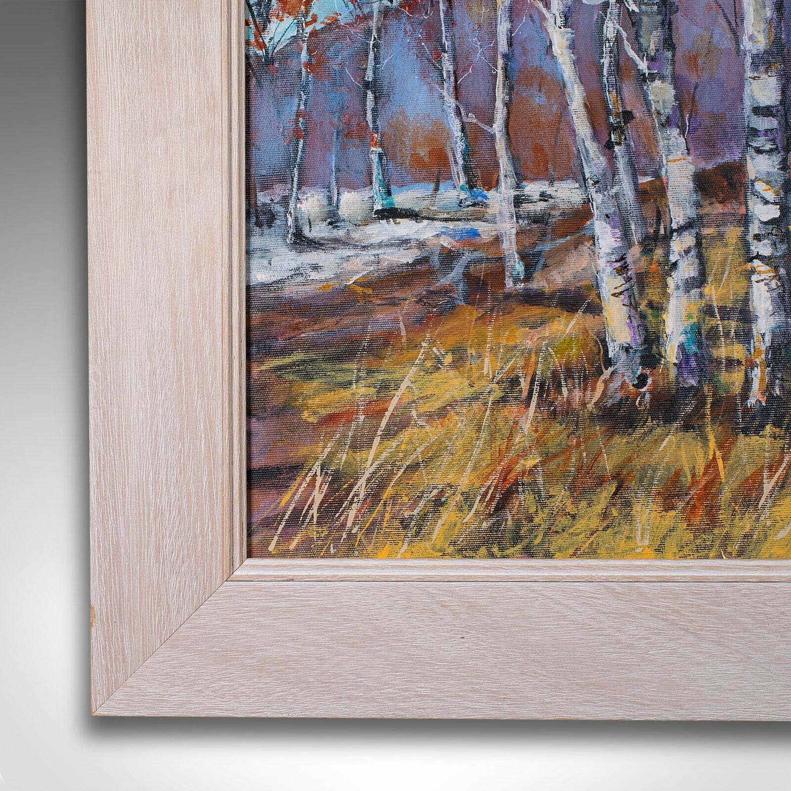 Framed Contemporary Landscape Painting, English, Oil, Art, Picture, Woodland photo vinterior