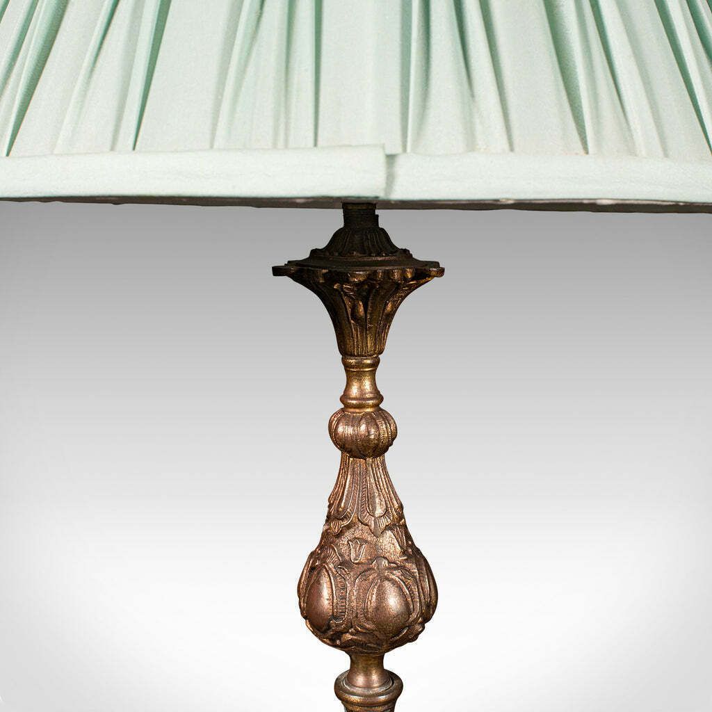 Antique Table Lamp, French, Gilt Metal, Marble, Side Light, Edwardian, C.1910 photo vintage