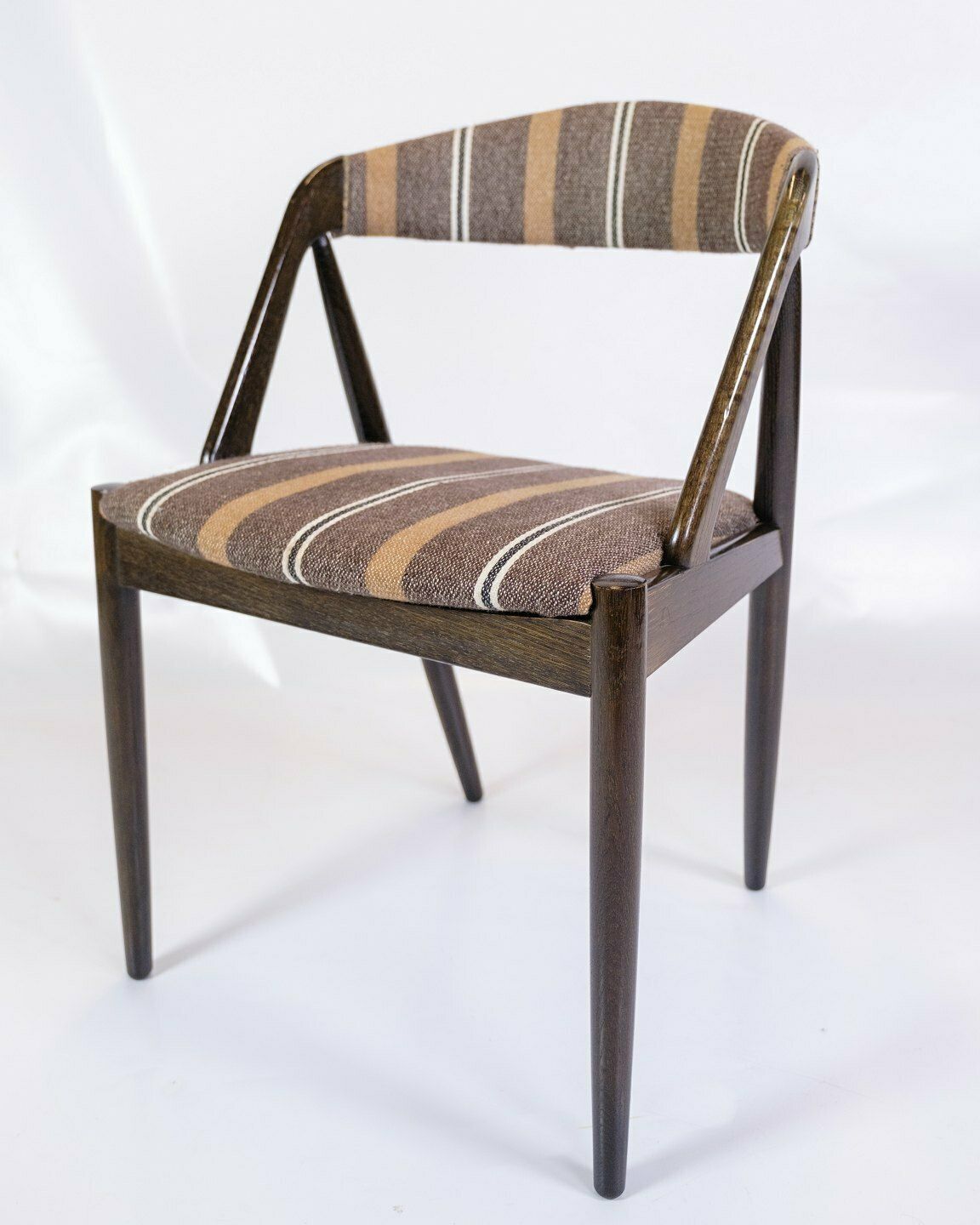 Set Of 6 Dining Chairs Model 31 In Stained Oak & Upholstered With Striped Fabric By Kai Kristiansen For Schou Andersen Form 1960s photo Furniture