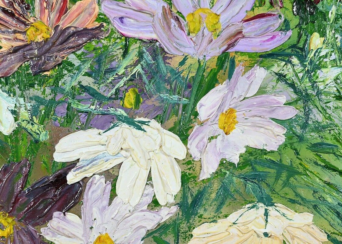 photo for sale Oil On Panel “Wild Flowers” ​​By I. Kitter Ferrus – Mid 20th Century