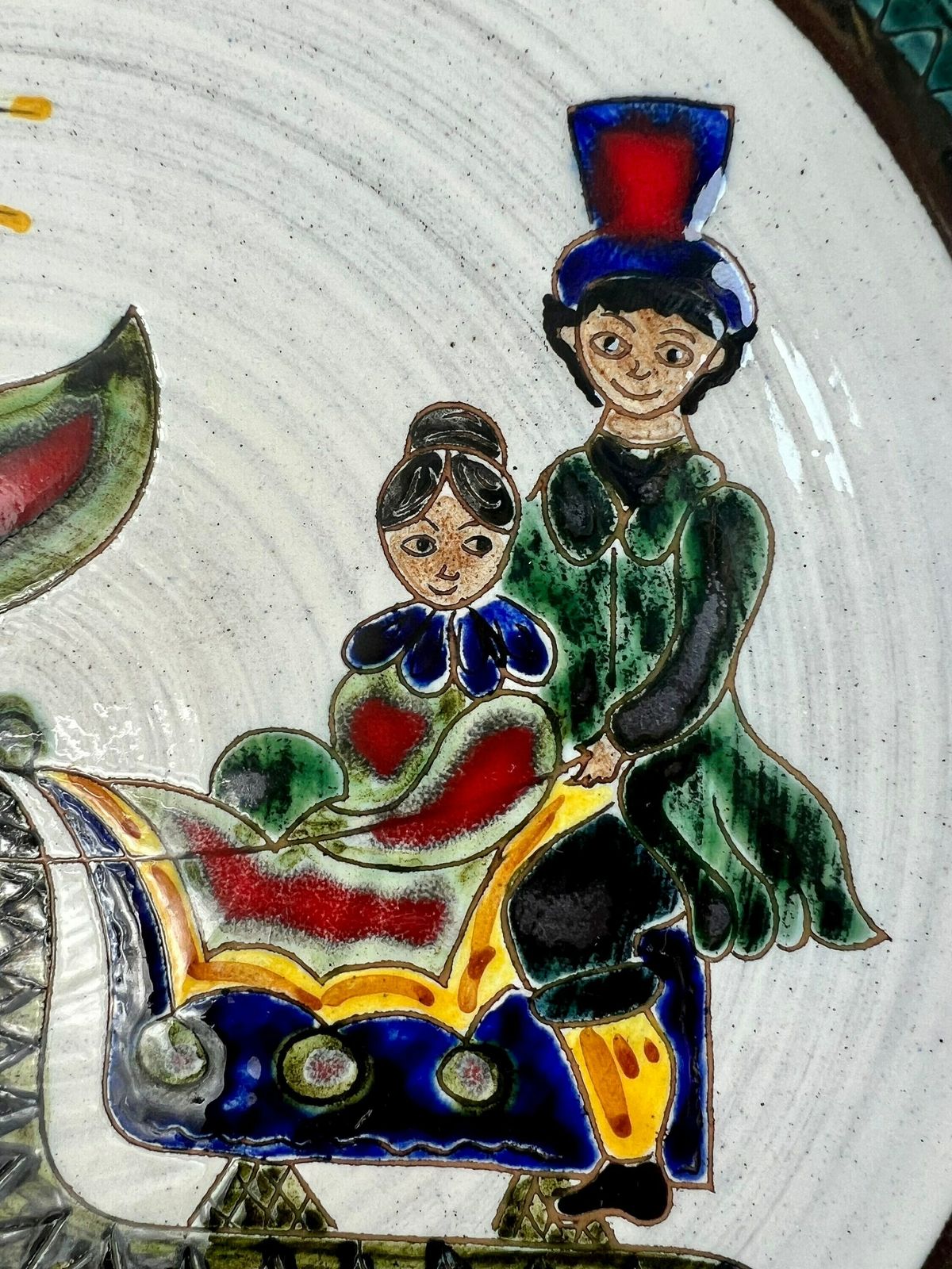 photo furniture Swiss Pottery Mid Century Swiss Pottery Farmhouse Wall Plate Horse Painting Grandpa Chic Decor Hand Painted European Ceramic Wall Art