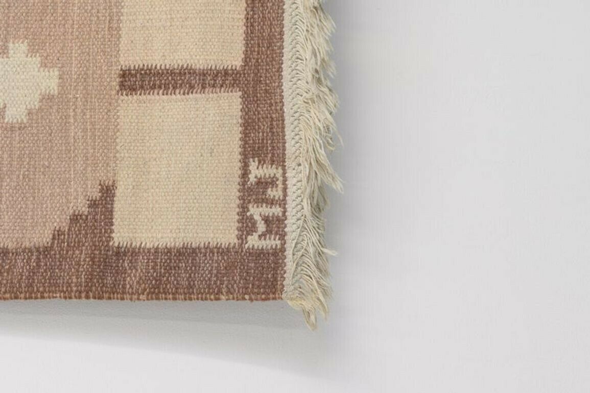 Mid Century Swedish Kilim In Tones Of Brown And Pink photo Textiles