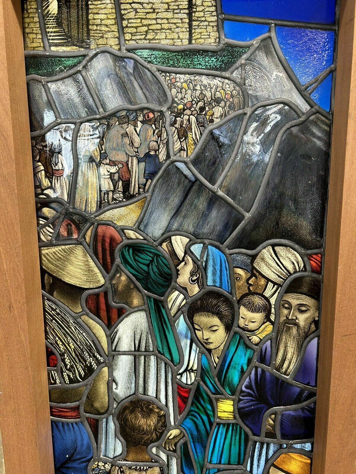 Victorian Stained Glass Hand Painted Rare Window Panel Old Restored Antique Lead photo Home Fixtures