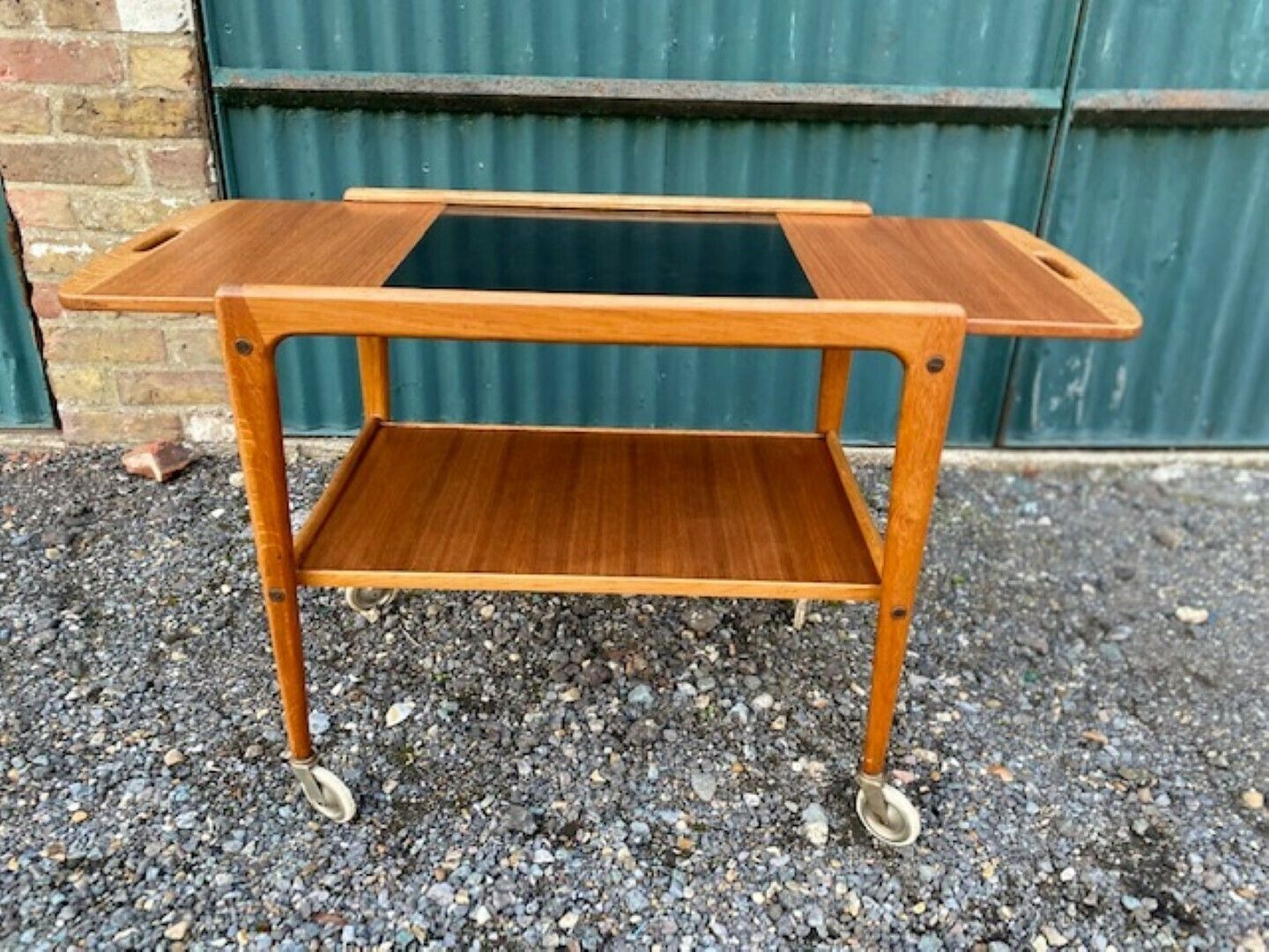 photo vinterior Mcm 'Thea' Teak & Oak Drinks Trolley / Bar Cart By Yngve Ekstrom, Sweden, 1950s