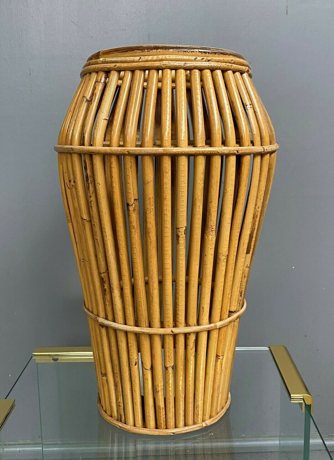 Italian Bamboo Umbrella Stand / Cane Stand Attributed To Franco Albini For  Vittorio Bonacina, 1970s photo Home Decor