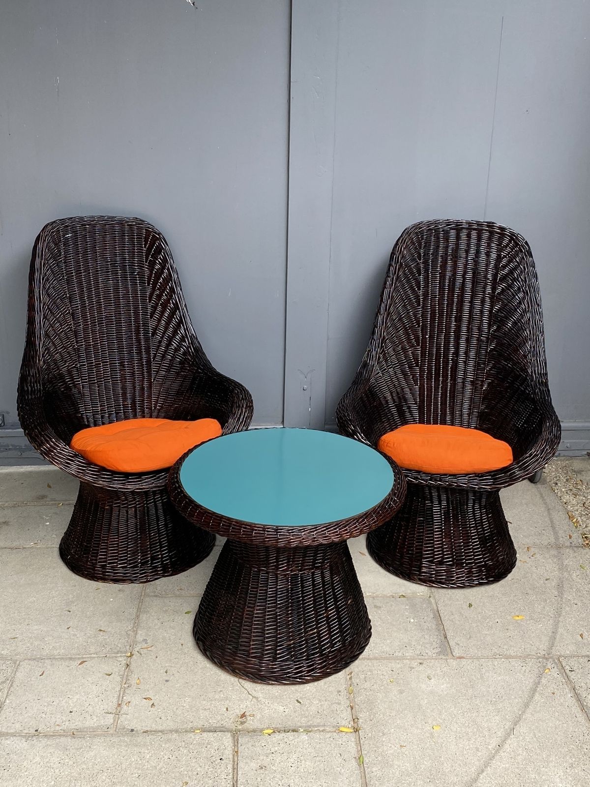 Set Of Mid Century Rattan Chairs & Table By Rohe Noordwolde, Holland, 1970s photo 1600.0