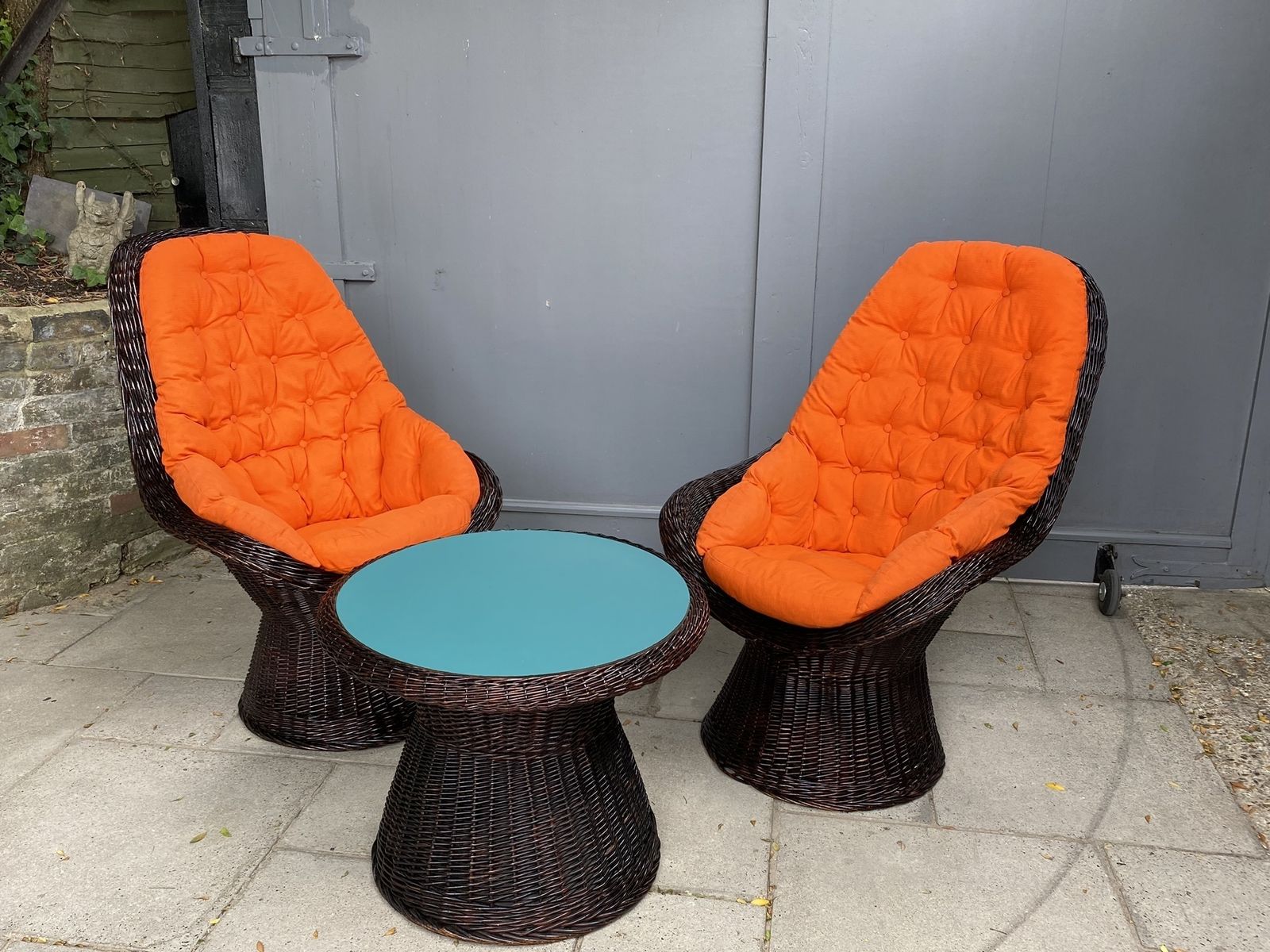 Set Of Mid Century Rattan Chairs & Table By Rohe Noordwolde, Holland, 1970s photo buy